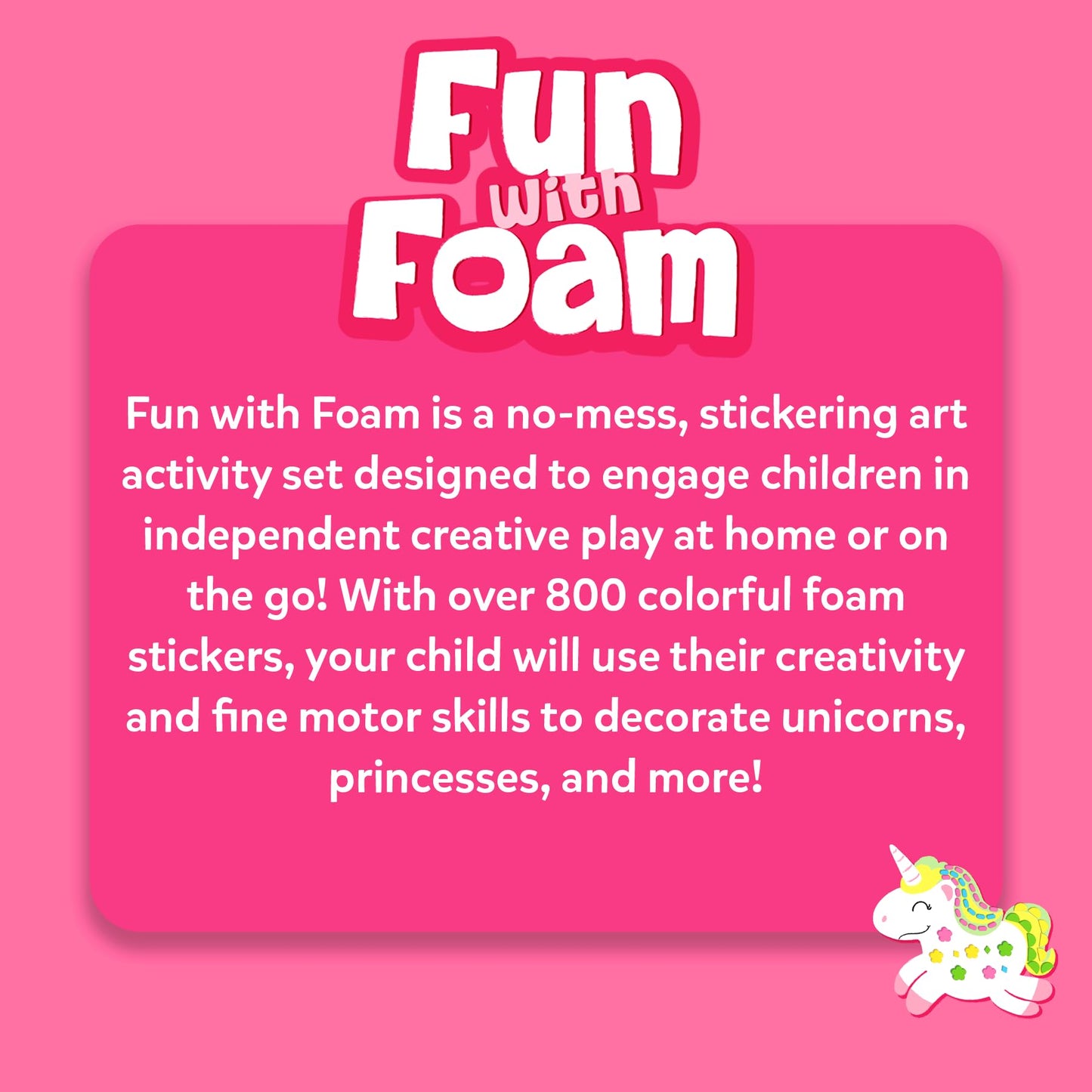 Skillmatics Foam Sticker Art Activity: Unicorns & Princesses, 800+ 3D Foam Stickers, Mess-Free Craft Kit for Kids 3-7