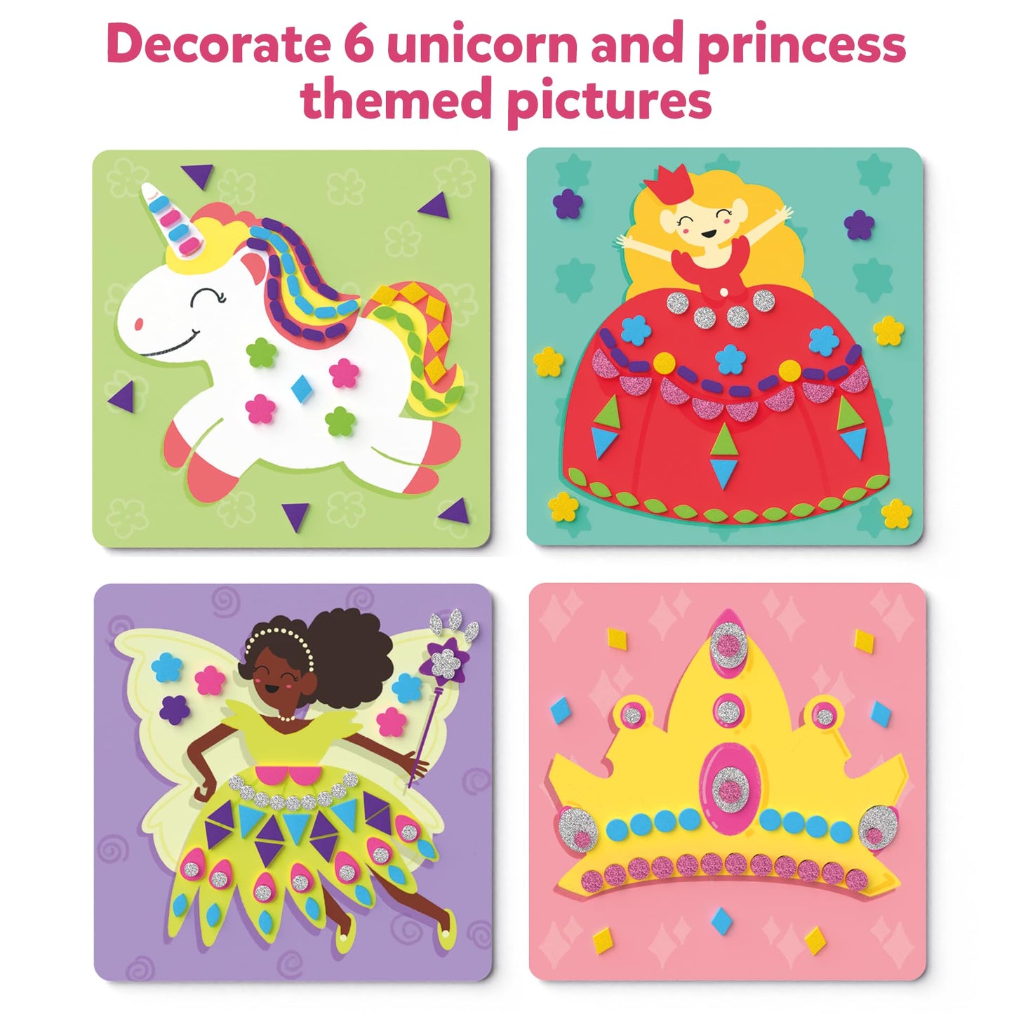 Skillmatics Foam Sticker Art Activity: Unicorns & Princesses, 800+ 3D Foam Stickers, Mess-Free Craft Kit for Kids 3-7