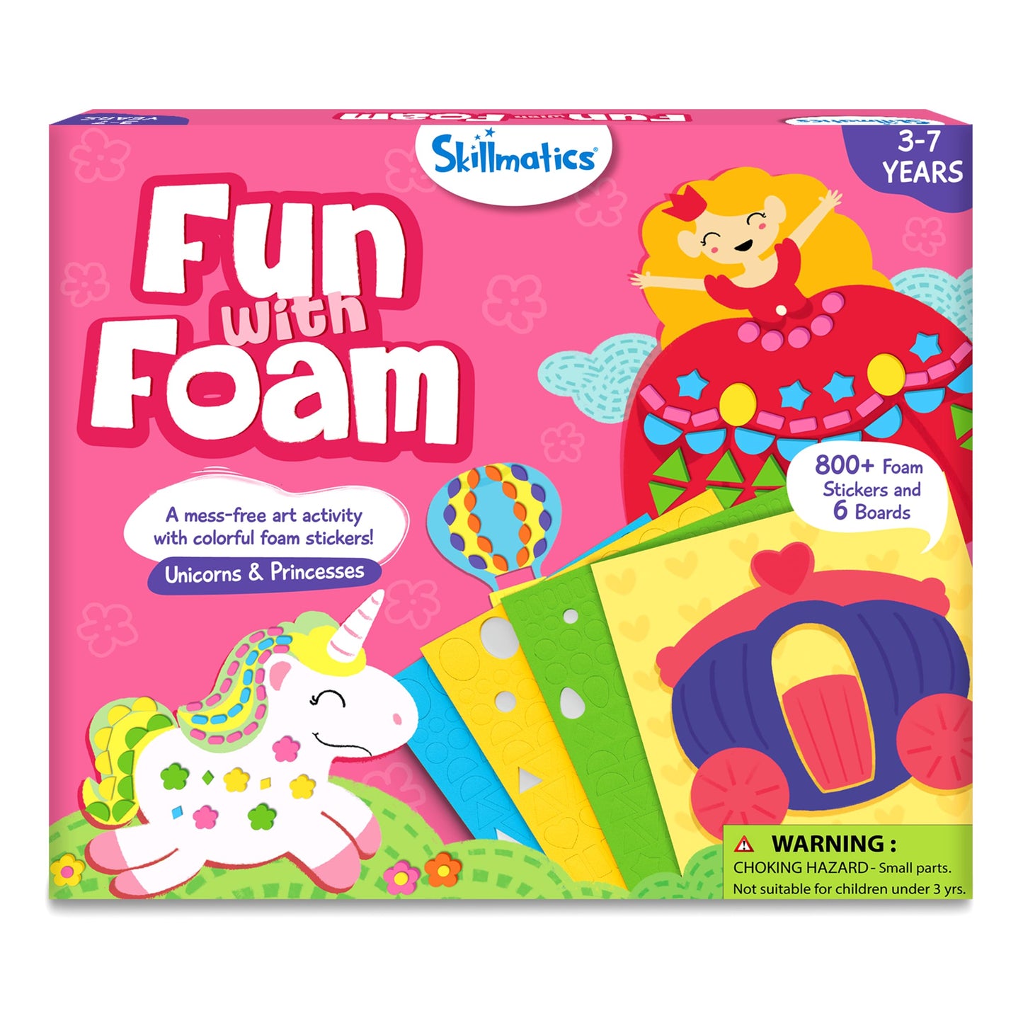 Skillmatics Foam Sticker Art Activity: Unicorns & Princesses, 800+ 3D Foam Stickers, Mess-Free Craft Kit for Kids 3-7