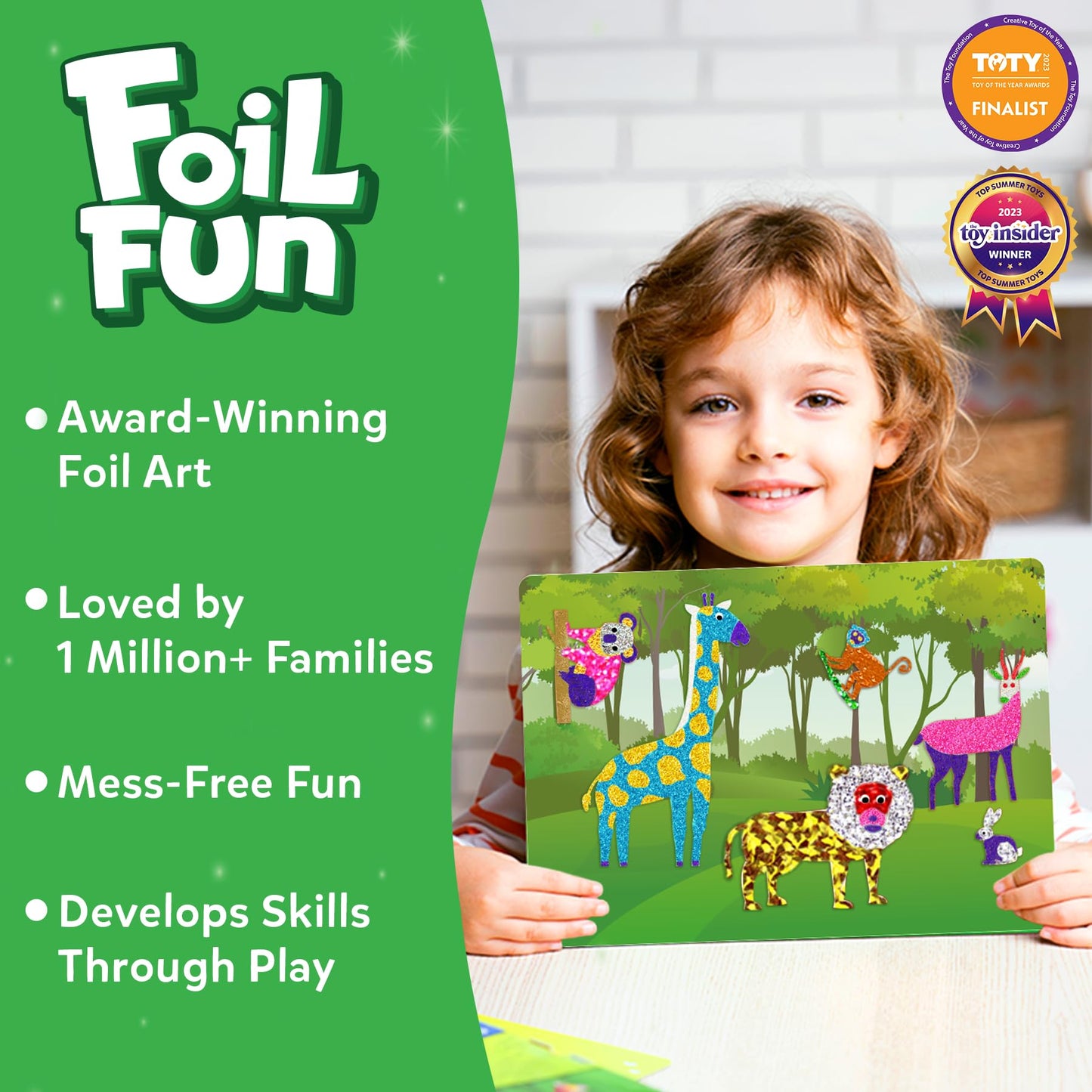 Skillmatics Foil Fun - Mess-Free Animal Art Kit for Kids