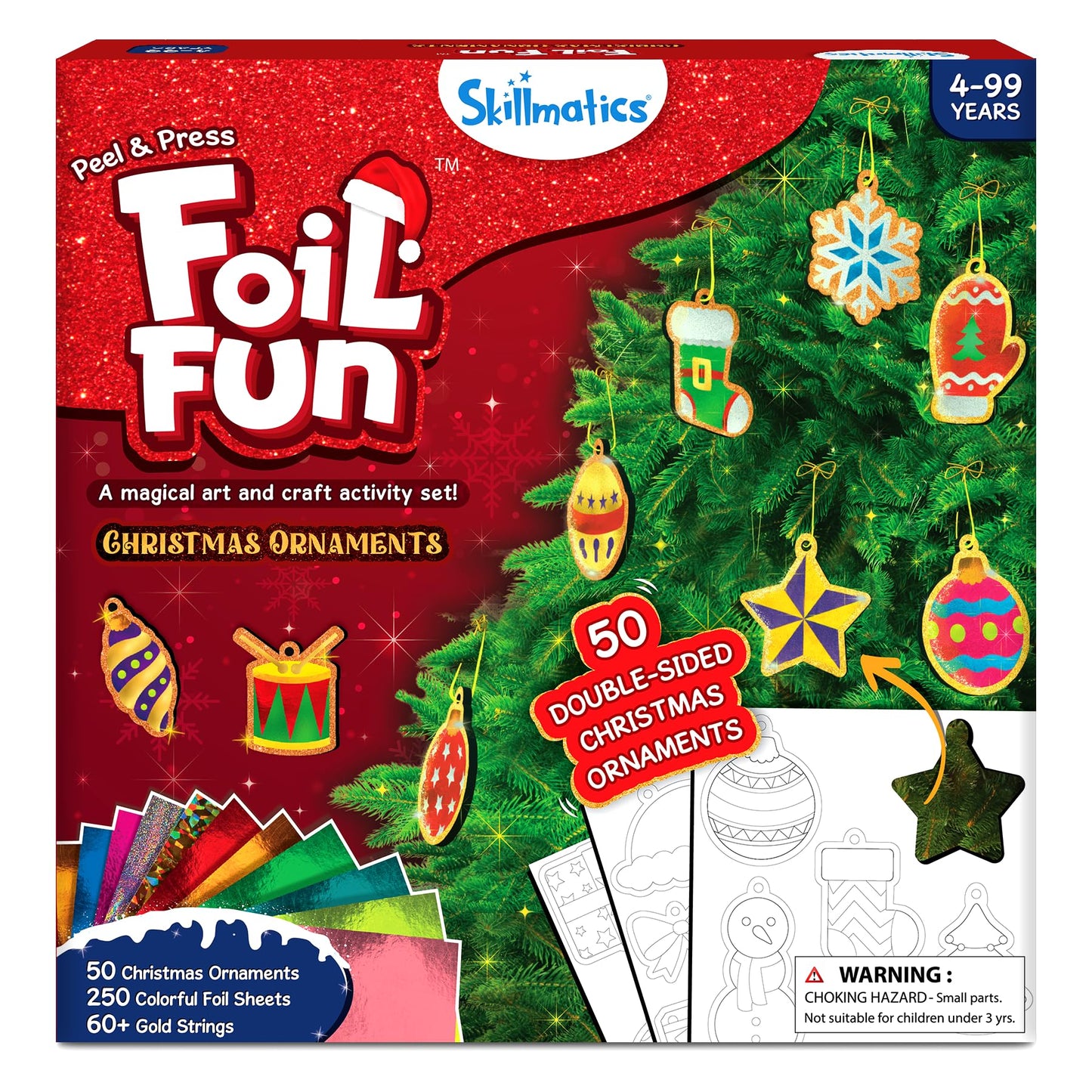 Skillmatics Foil Fun Christmas Ornaments Kit – Mess-Free Holiday Craft for Kids (Ages 4+)