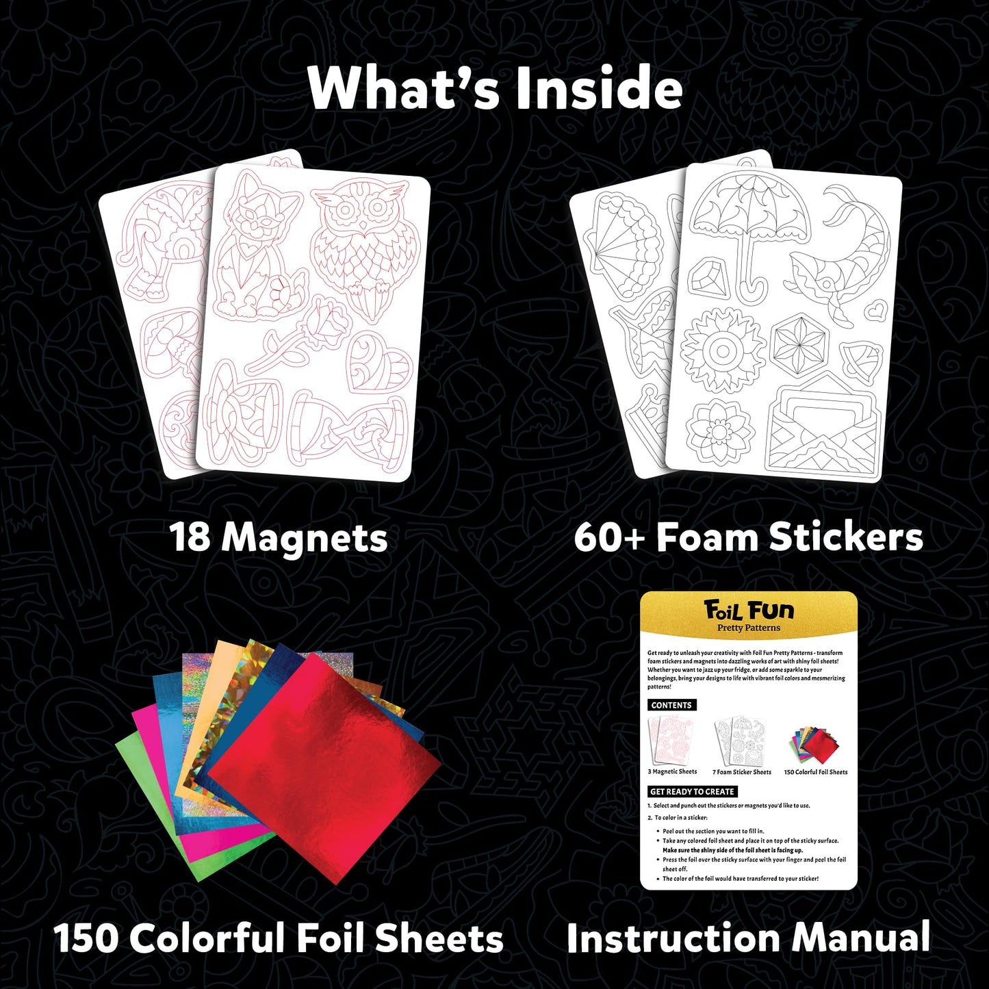 Skillmatics Foil Fun: Pretty Patterns 18 DIY Magnets – Mess-Free Craft Kit