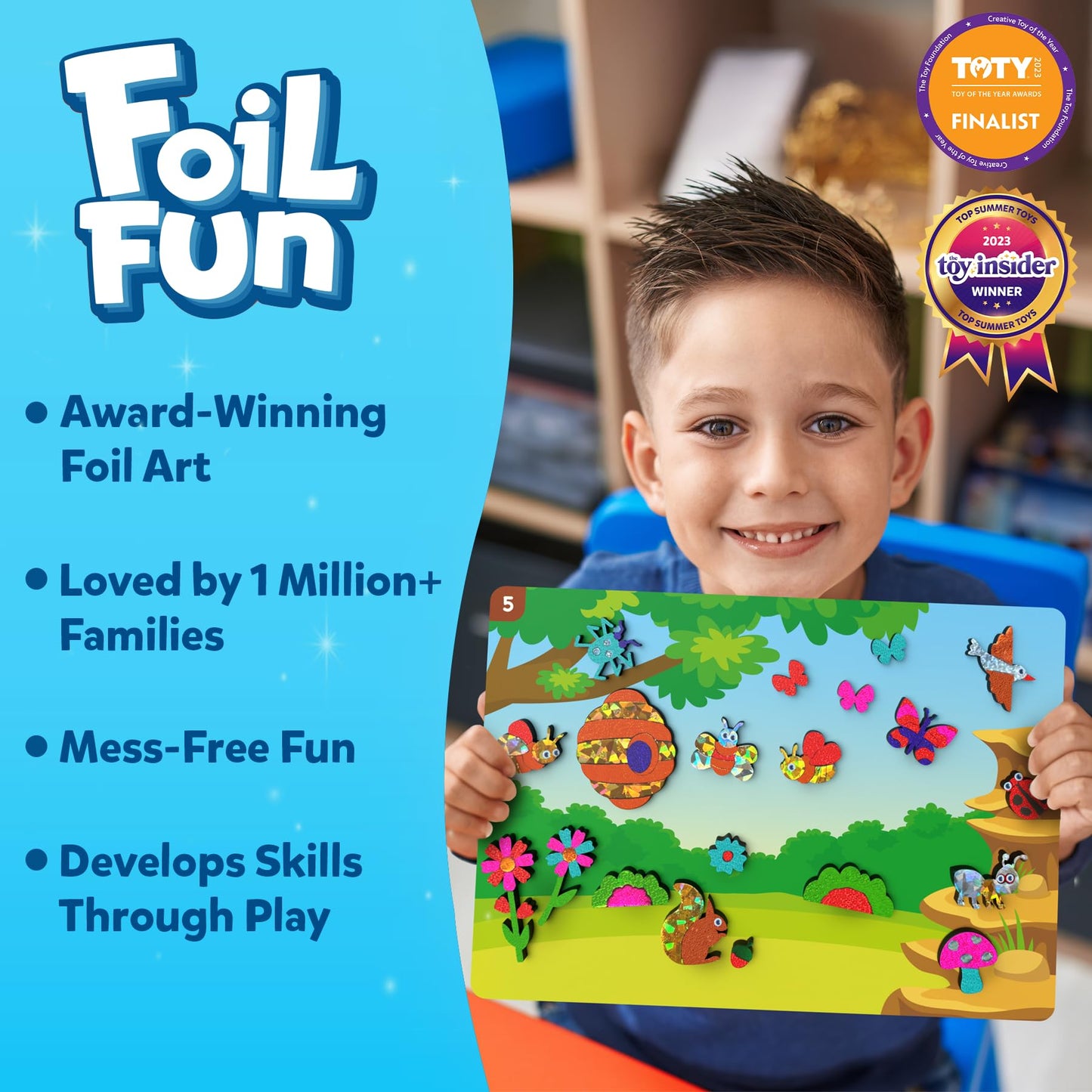 Skillmatics Foil Fun: Bugs & Butterflies Mess-Free Craft Kit for Kids