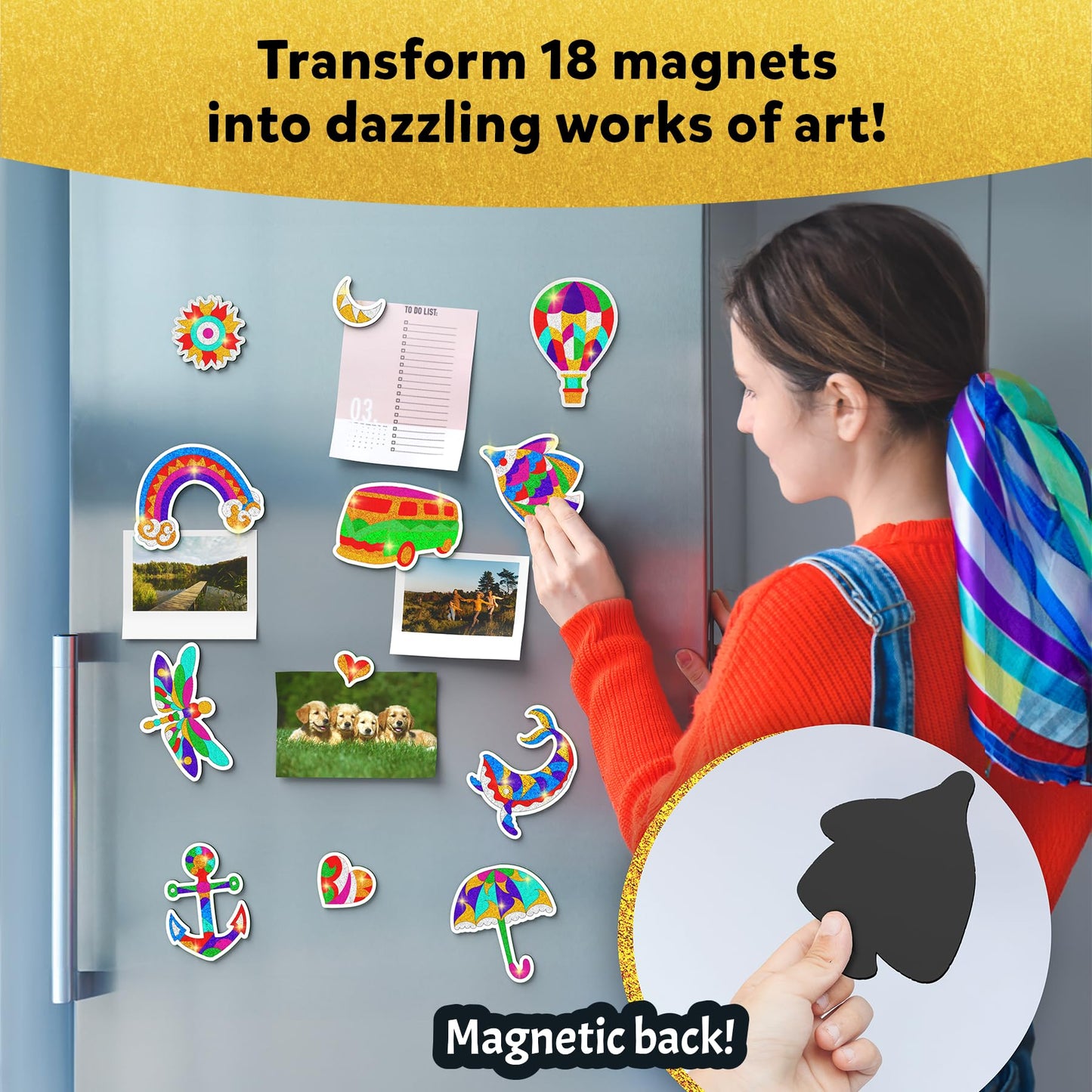 Skillmatics Foil Fun: Pretty Patterns 18 DIY Magnets – Mess-Free Craft Kit