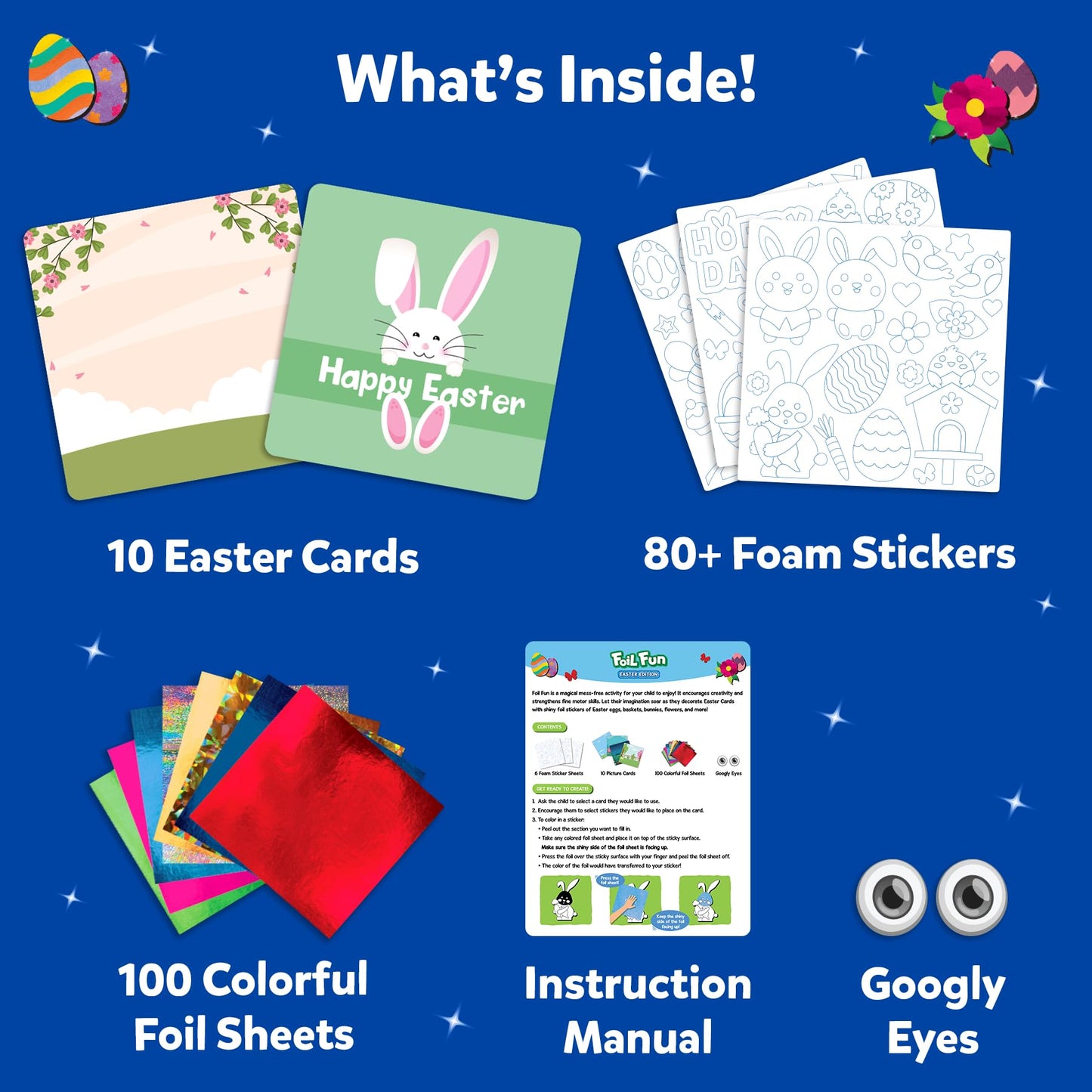 Skillmatics Foil Fun Easter Cards - Mess-Free Kids Craft for Ages 4-9