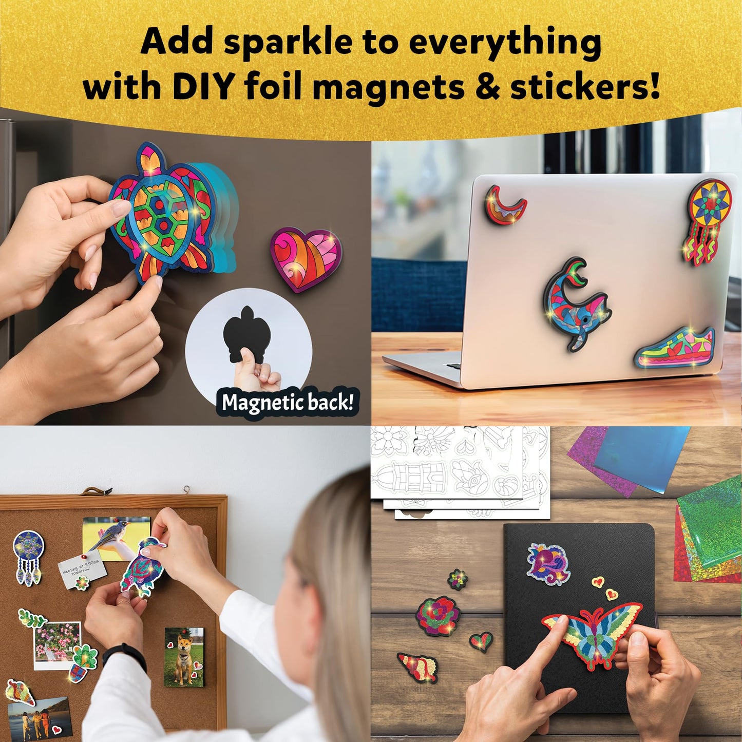 Skillmatics Foil Fun: Pretty Patterns 18 DIY Magnets – Mess-Free Craft Kit
