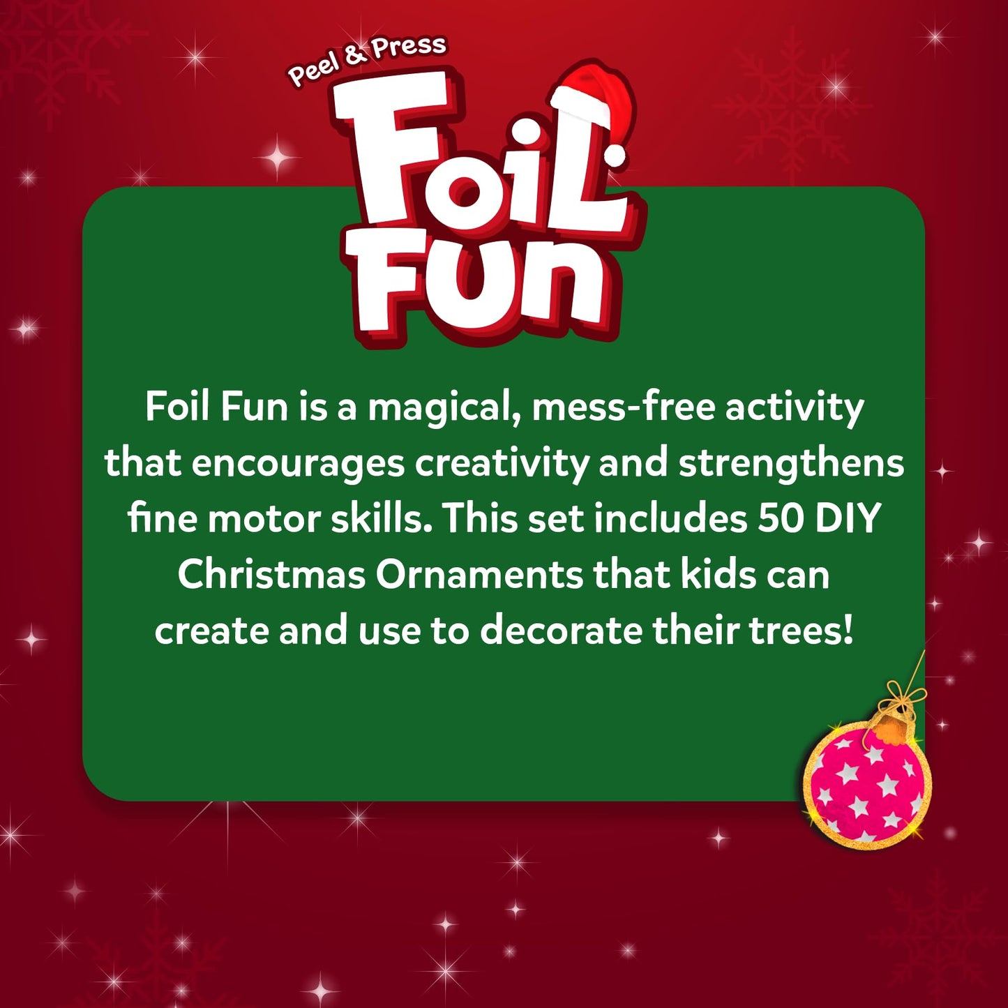 Skillmatics Foil Fun Christmas Ornaments Kit – Mess-Free Holiday Craft for Kids (Ages 4+)