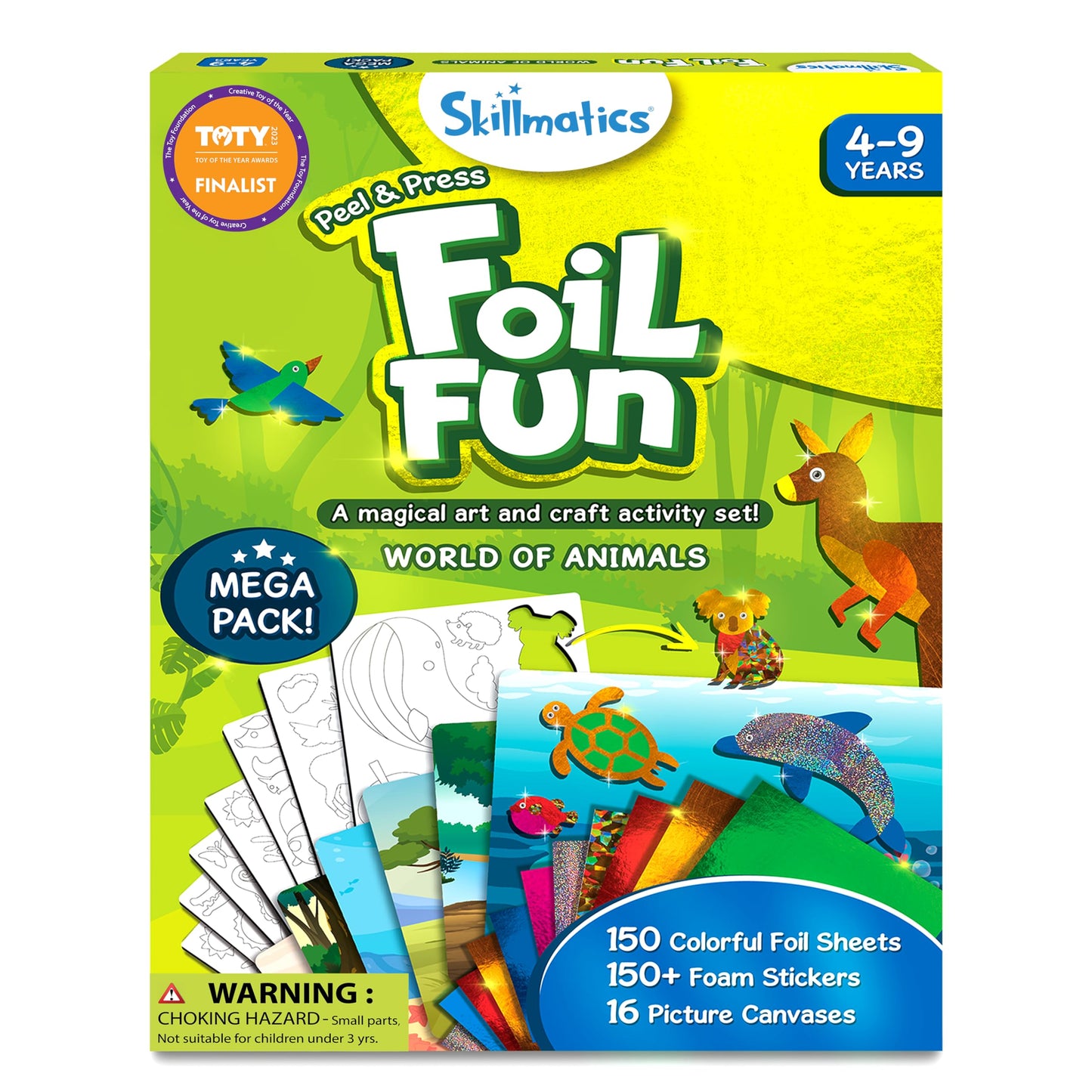 Skillmatics Foil Fun Animals Mega Pack – Mess-Free Kids Craft Kit for Ages 4–9