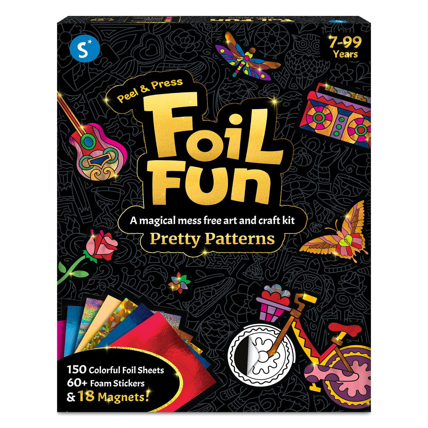 Skillmatics Foil Fun: Pretty Patterns 18 DIY Magnets – Mess-Free Craft Kit