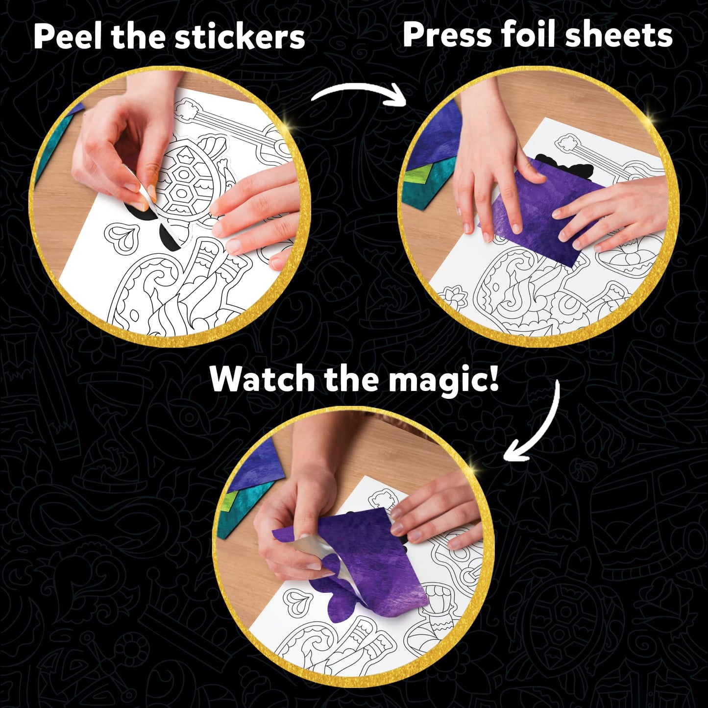 Skillmatics Foil Fun: Pretty Patterns 18 DIY Magnets – Mess-Free Craft Kit