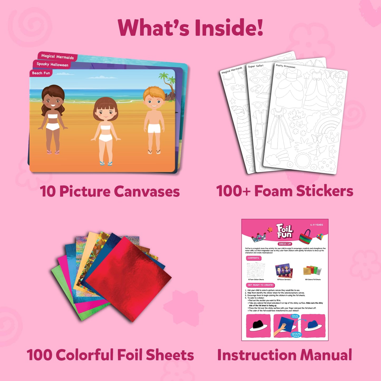 Skillmatics Foil Fun Dress Up Kit — Mess-Free Art for Kids 4–9 | Travel Toys