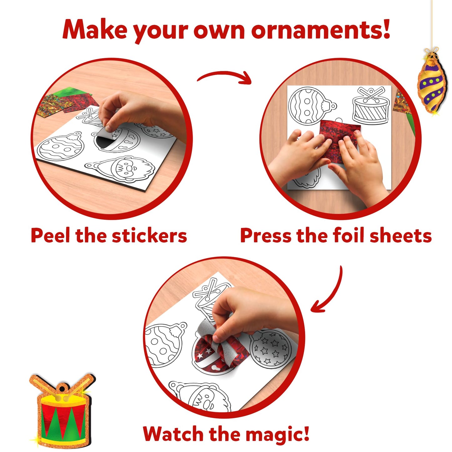 Skillmatics Foil Fun Christmas Ornaments Kit – Mess-Free Holiday Craft for Kids (Ages 4+)