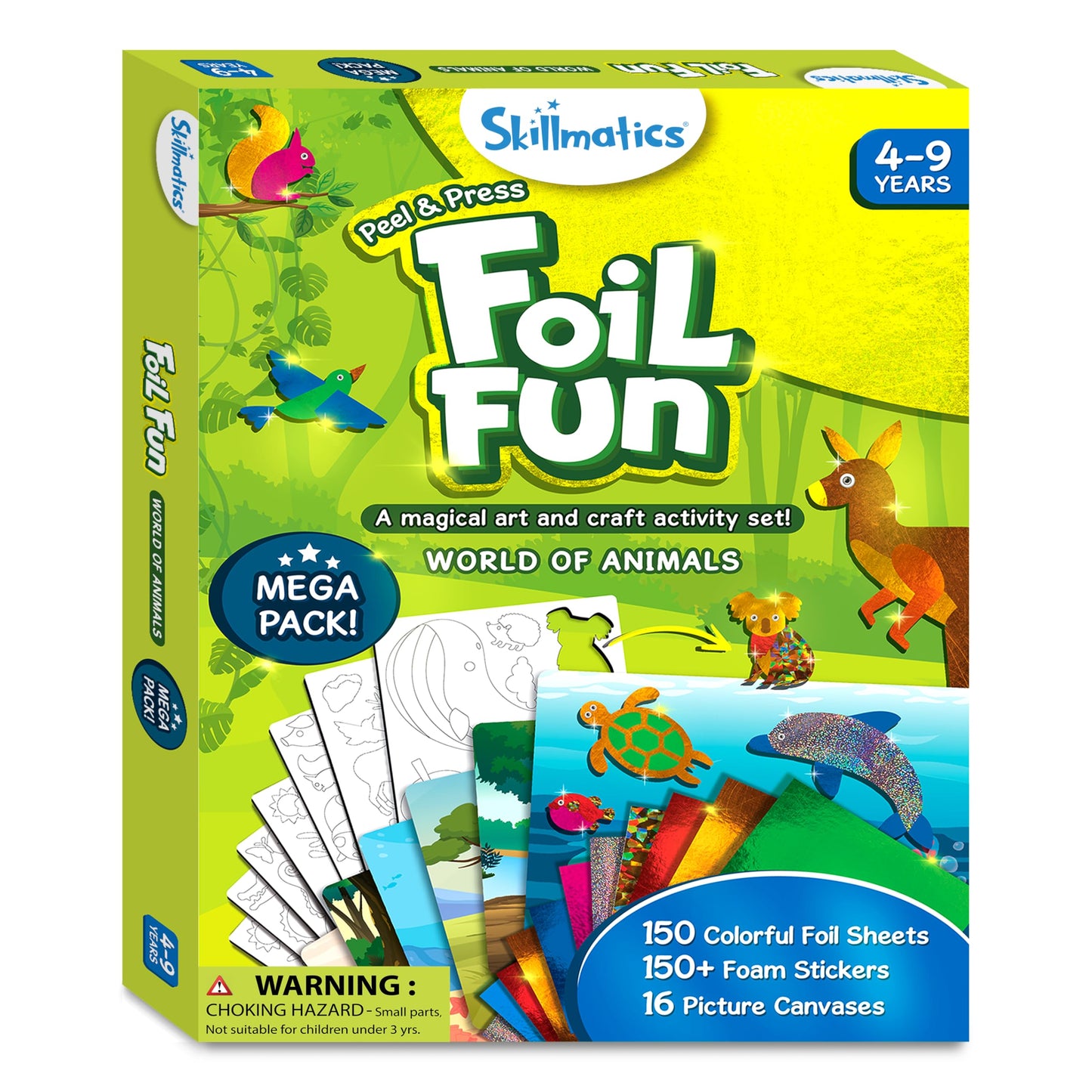Skillmatics Foil Fun Animals Mega Pack – Mess-Free Kids Craft Kit for Ages 4–9