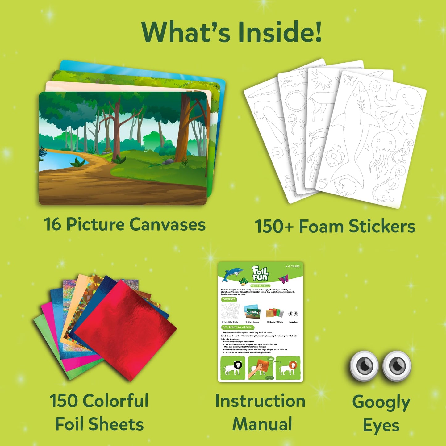 Skillmatics Foil Fun Animals Mega Pack – Mess-Free Kids Craft Kit for Ages 4–9