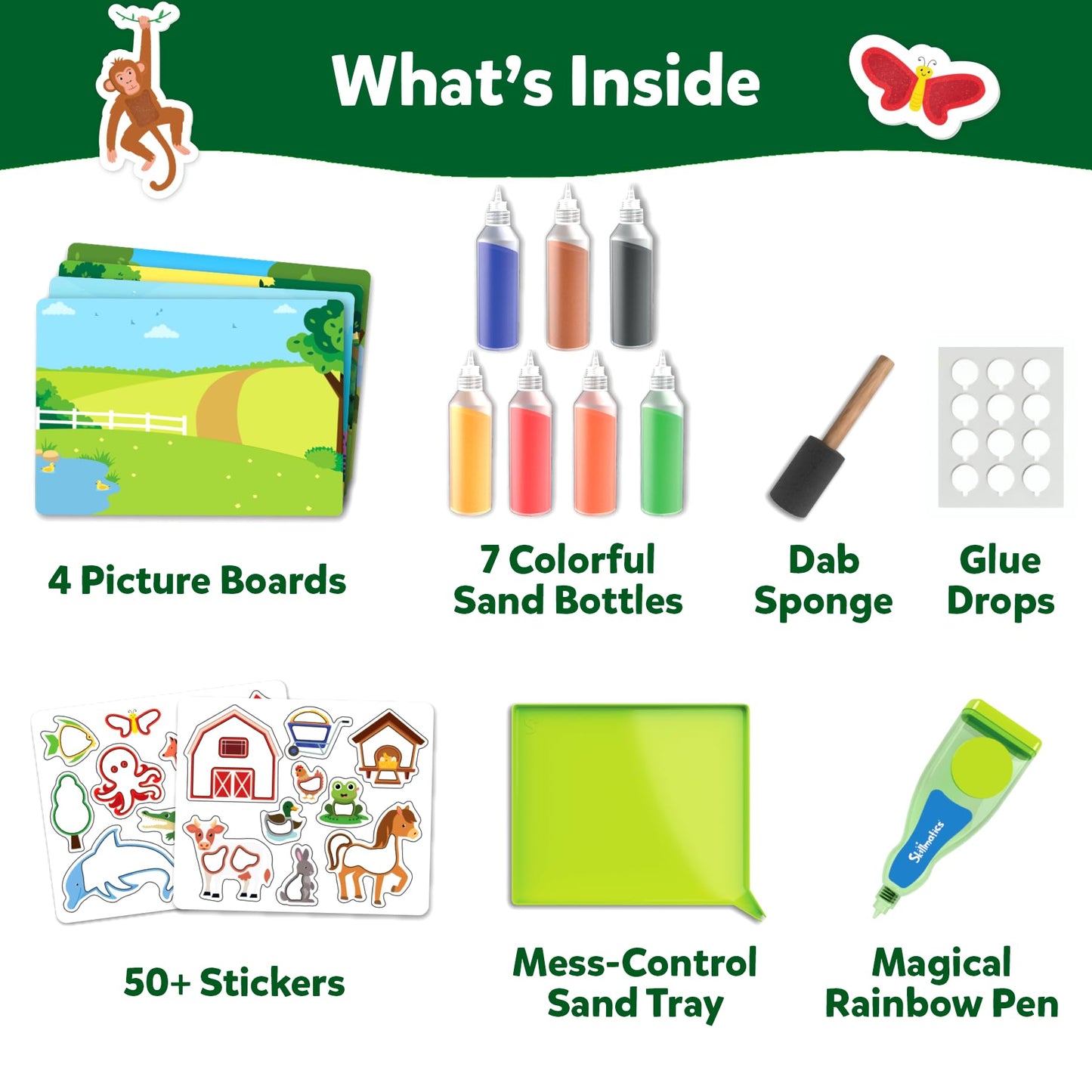 Skillmatics Sand Art Activity Kit — Mess-Controlled DIY Animal Craft for Kids