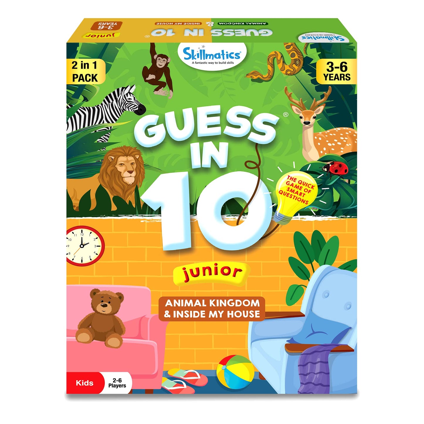 Skillmatics Guess in 10 Junior: Animals & Inside My House Combo – Quick, Educational Card Game for Ages 3-6