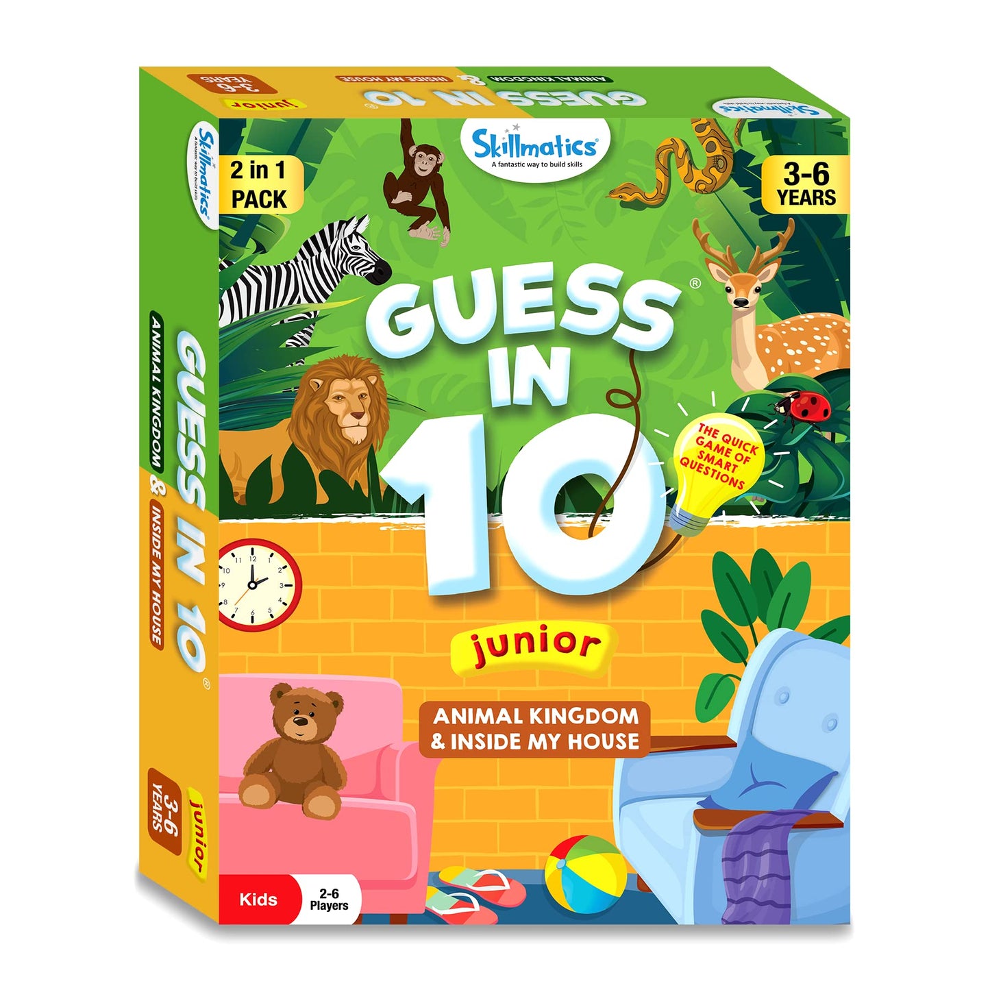 Skillmatics Guess in 10 Junior: Animals & Inside My House Combo – Quick, Educational Card Game for Ages 3-6