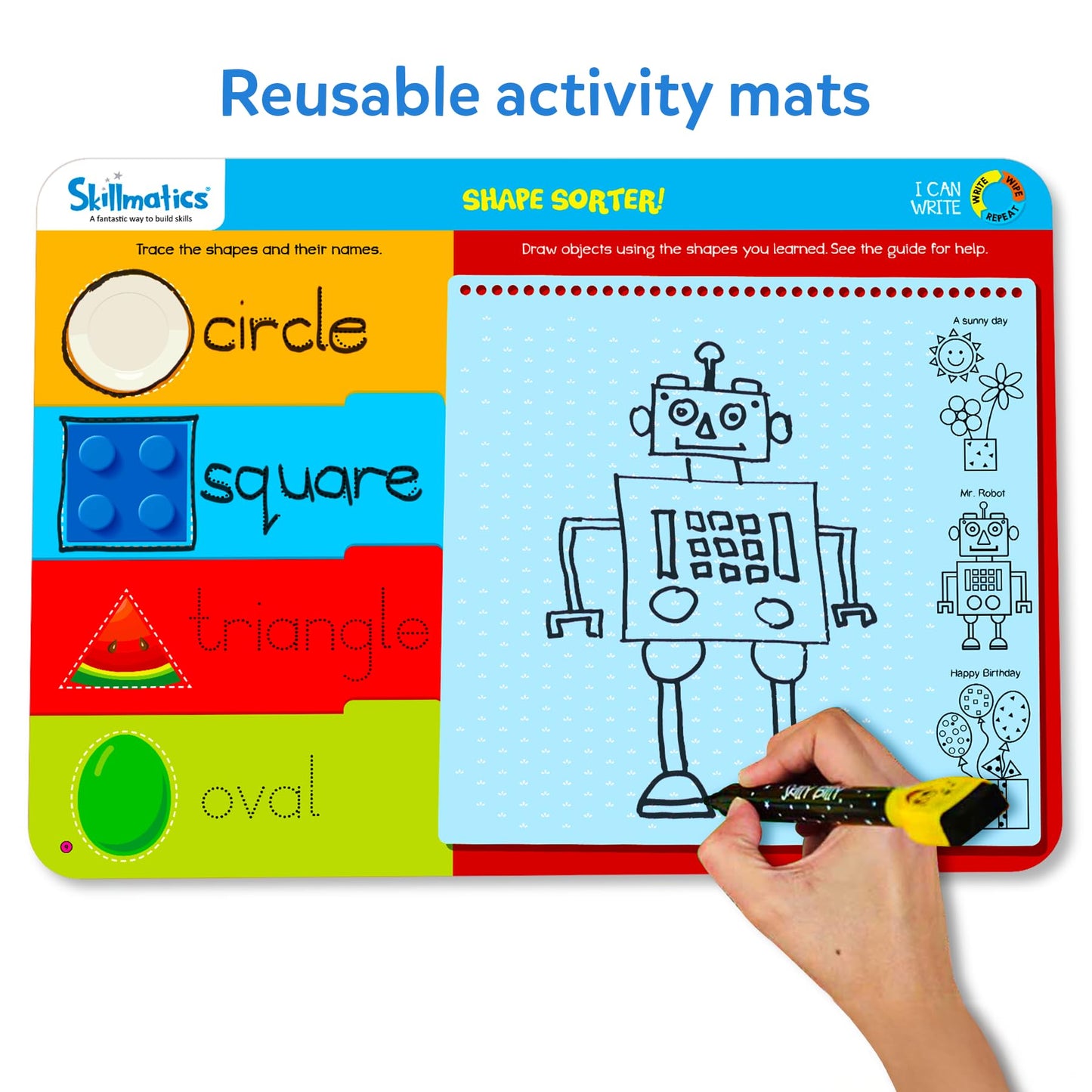 Skillmatics I Can Write – Reusable Preschool Learning Mats, Dry-Erase Pens & Certificate (Ages 3–6)