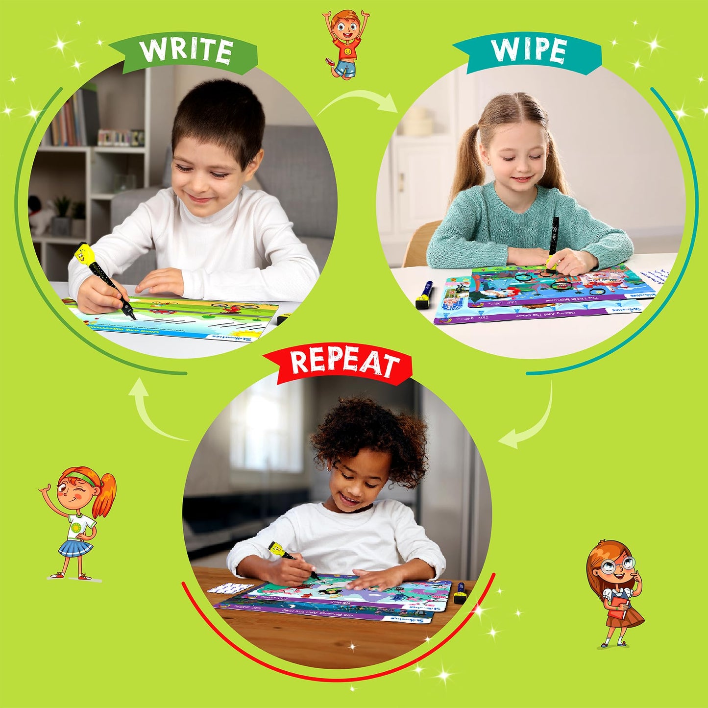 Skillmatics I Can Write – Reusable Preschool Learning Mats, Dry-Erase Pens & Certificate (Ages 3–6)