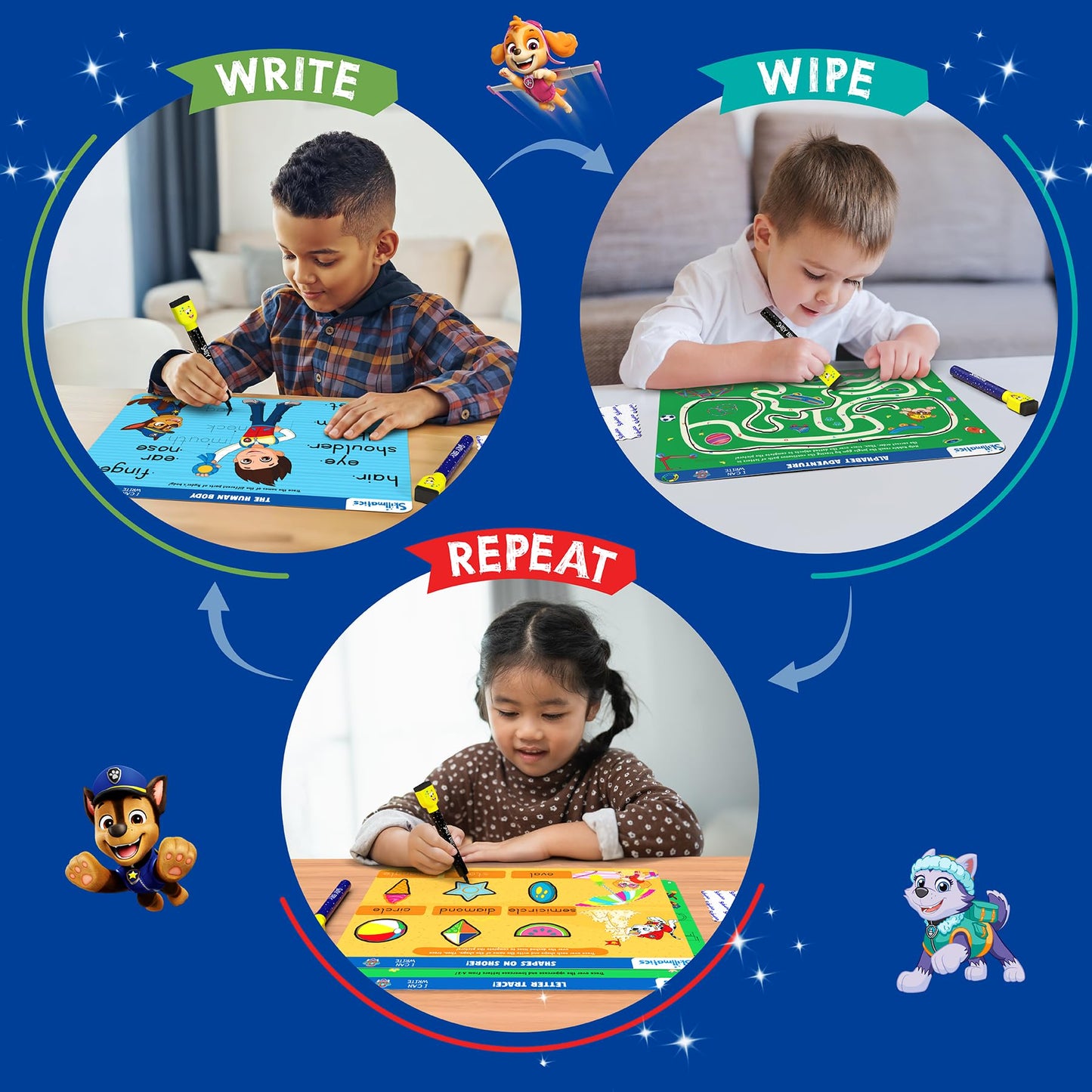 Skillmatics I Can Write PAW Patrol – Reusable Preschool Learning Mats