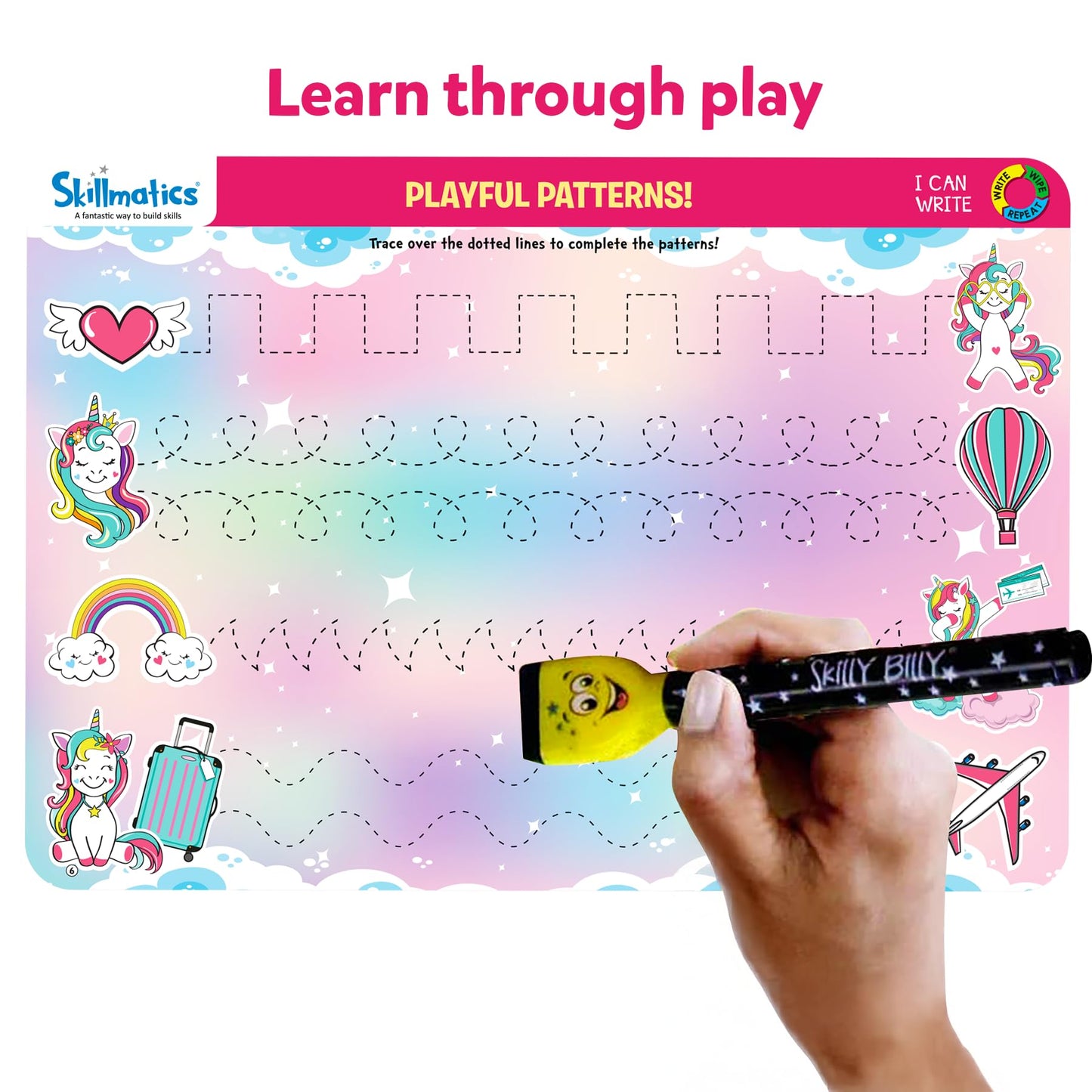 Skillmatics I Can Write Unicorns - Reusable Learning Mats for Ages 3-6
