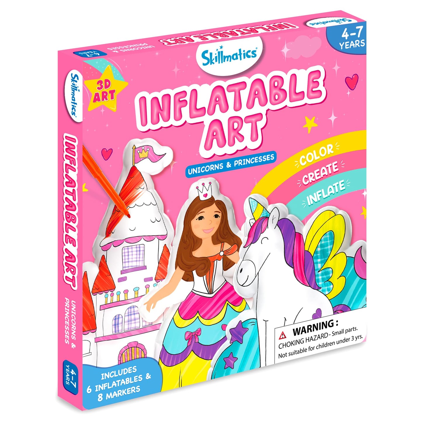 Skillmatics Inflatable Art for Kids – 3D Unicorns & Princesses Craft Kit