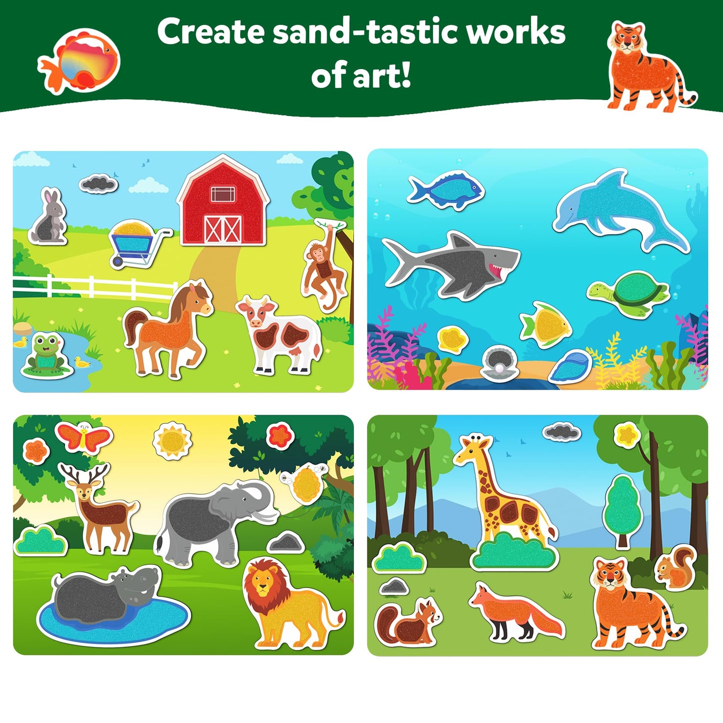 Skillmatics Sand Art Activity Kit — Mess-Controlled DIY Animal Craft for Kids
