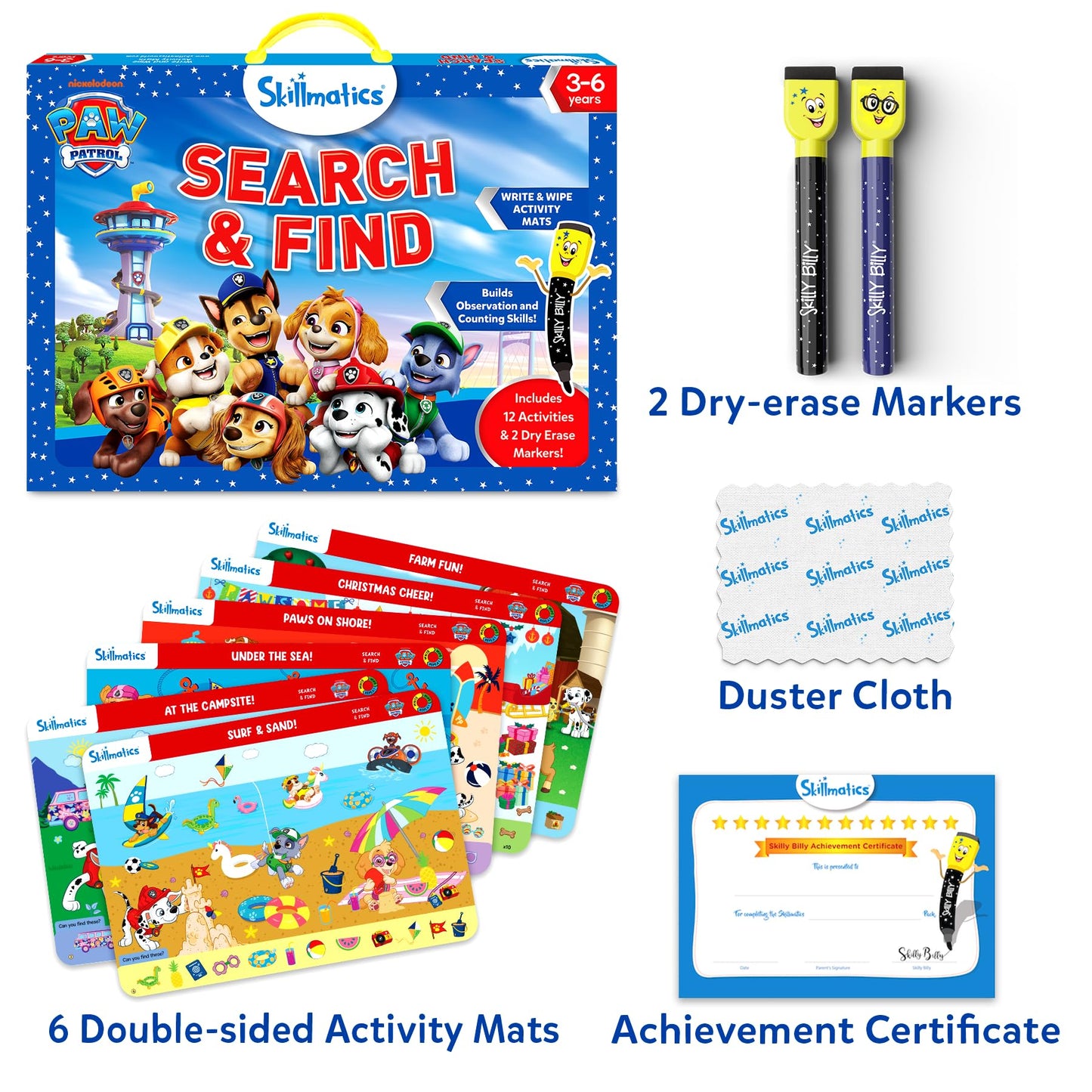 Skillmatics PAW Patrol Search and Find: Reusable Preschool Learning Mats for Ages 3-6