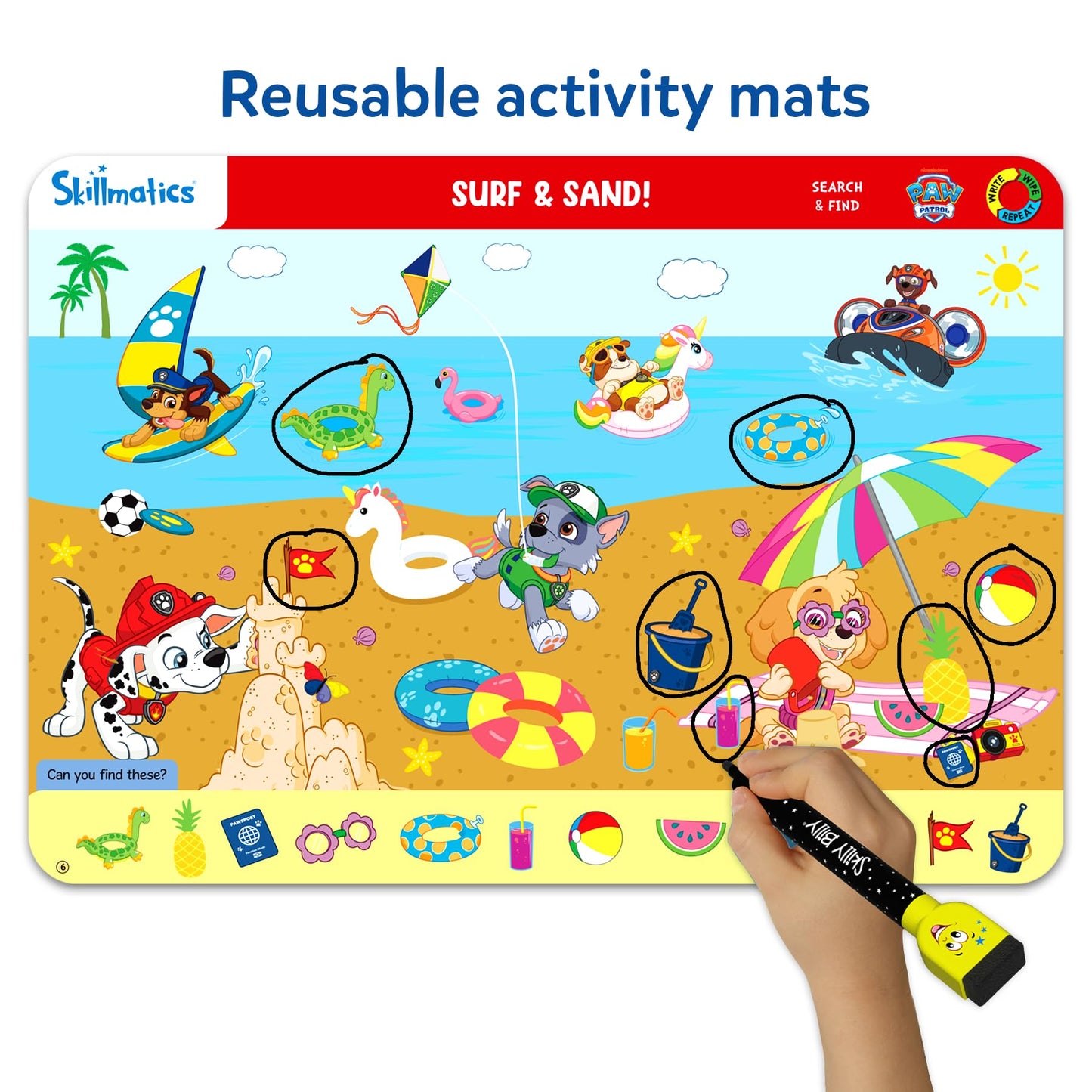 Skillmatics PAW Patrol Search and Find: Reusable Preschool Learning Mats for Ages 3-6