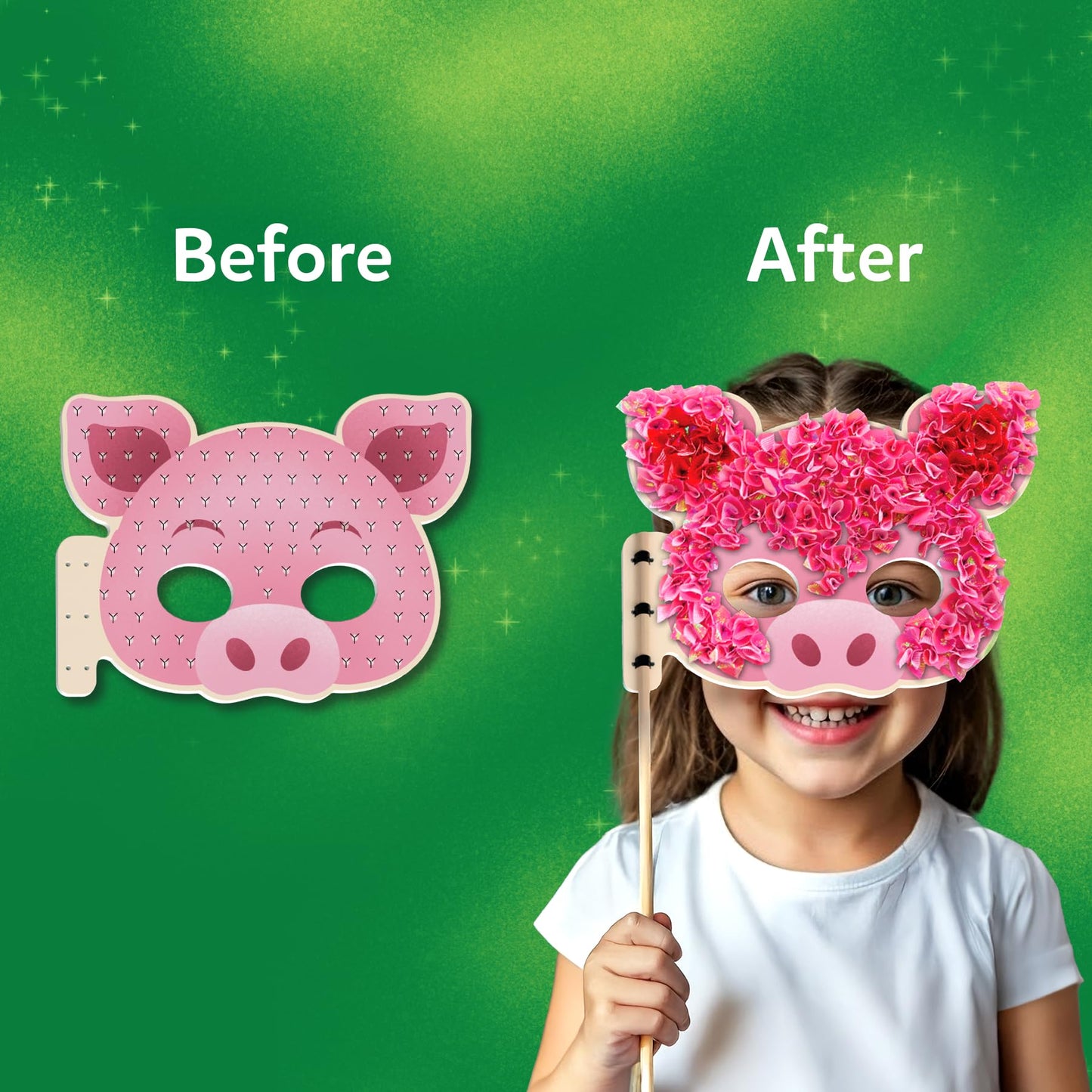 Skillmatics Poke-in Art Animal Masks – Mess-Free DIY Wood Craft Kit for Kids Ages 4-9