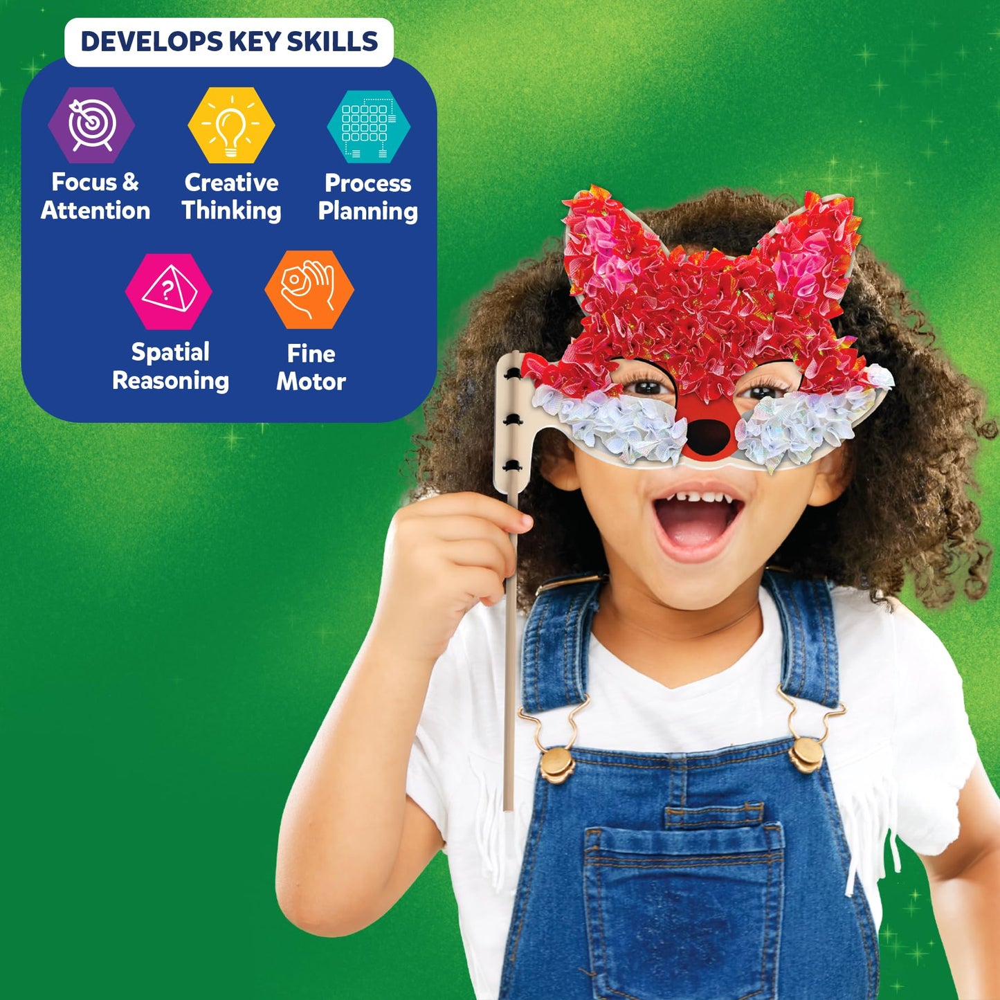 Skillmatics Poke-in Art Animal Masks – Mess-Free DIY Wood Craft Kit for Kids Ages 4-9