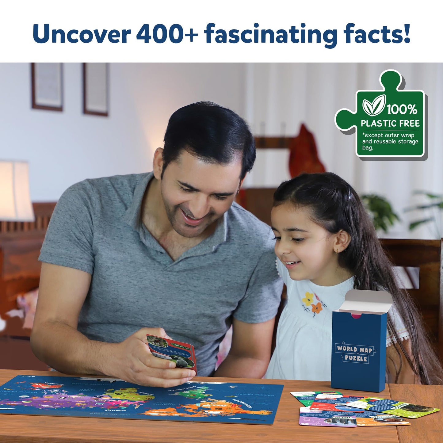 Skillmatics World Map Puzzle – 96-Piece Geography Puzzle with 400+ Facts for Kids 6–12