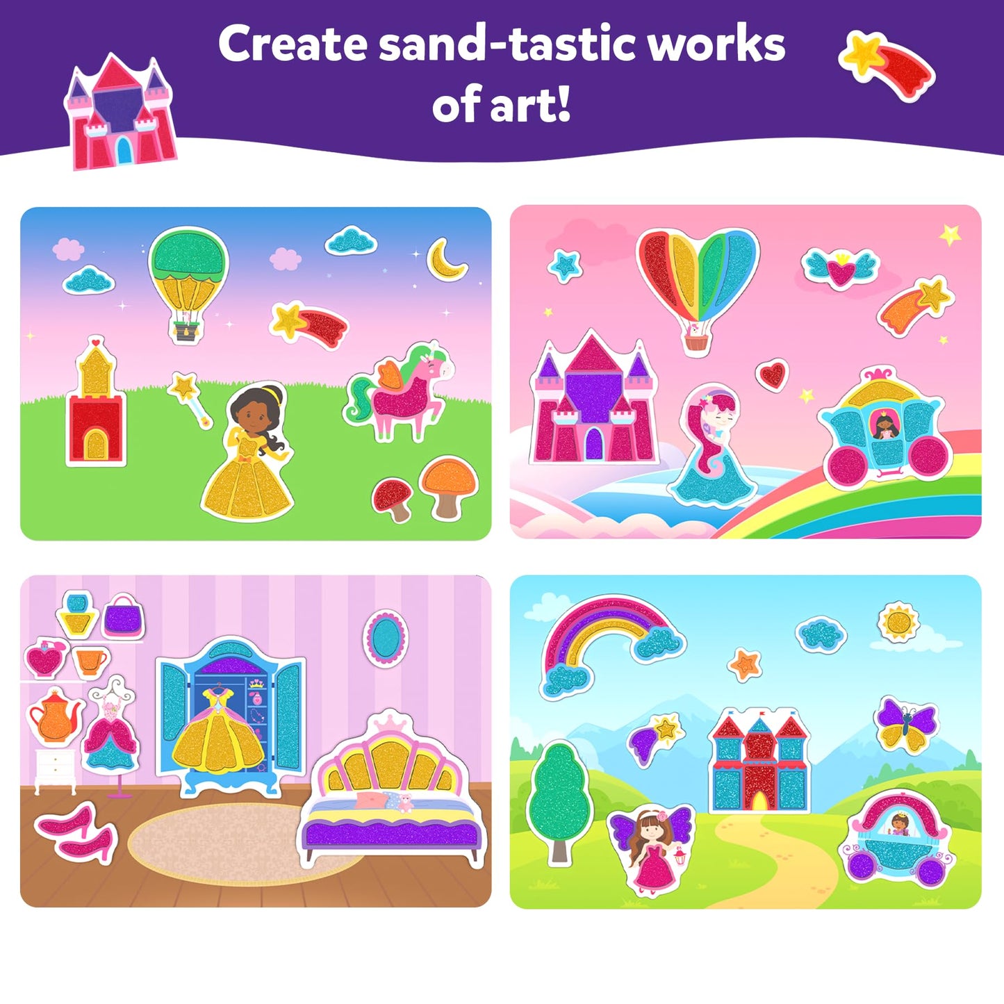 Skillmatics Sand Art Activity Kit – Mess-Controlled Unicorn & Princess