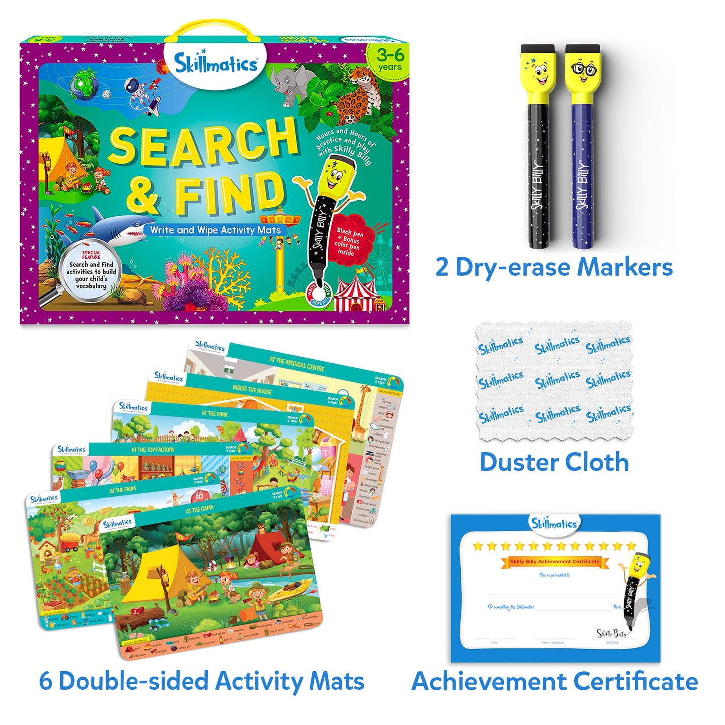 Skillmatics Search and Find Educational Game – Reusable Preschool Learning Activities for Ages 3-6