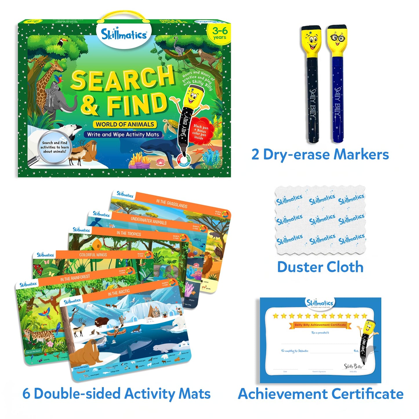 Skillmatics Search and Find Animals Educational Game – Reusable Preschool Learning for Ages 3-6