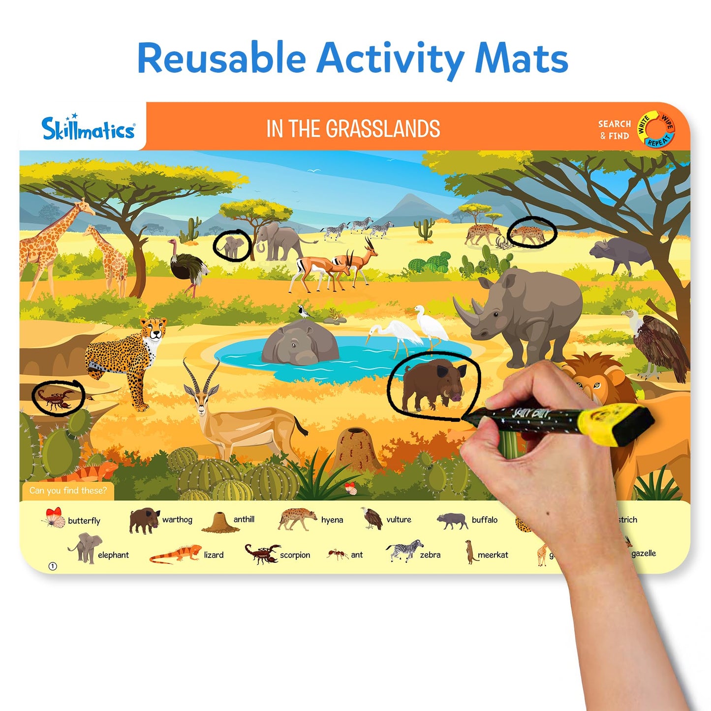 Skillmatics Search and Find Animals Educational Game – Reusable Preschool Learning for Ages 3-6