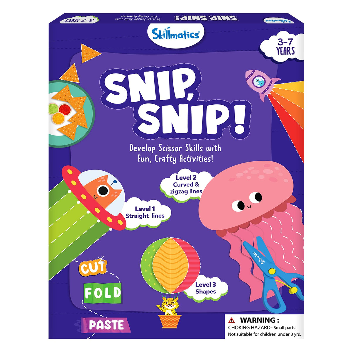 Skillmatics Scissor Skills Activity Book – Snip Snip: 25 Cutting Activities + 2 Child-Safe Scissors