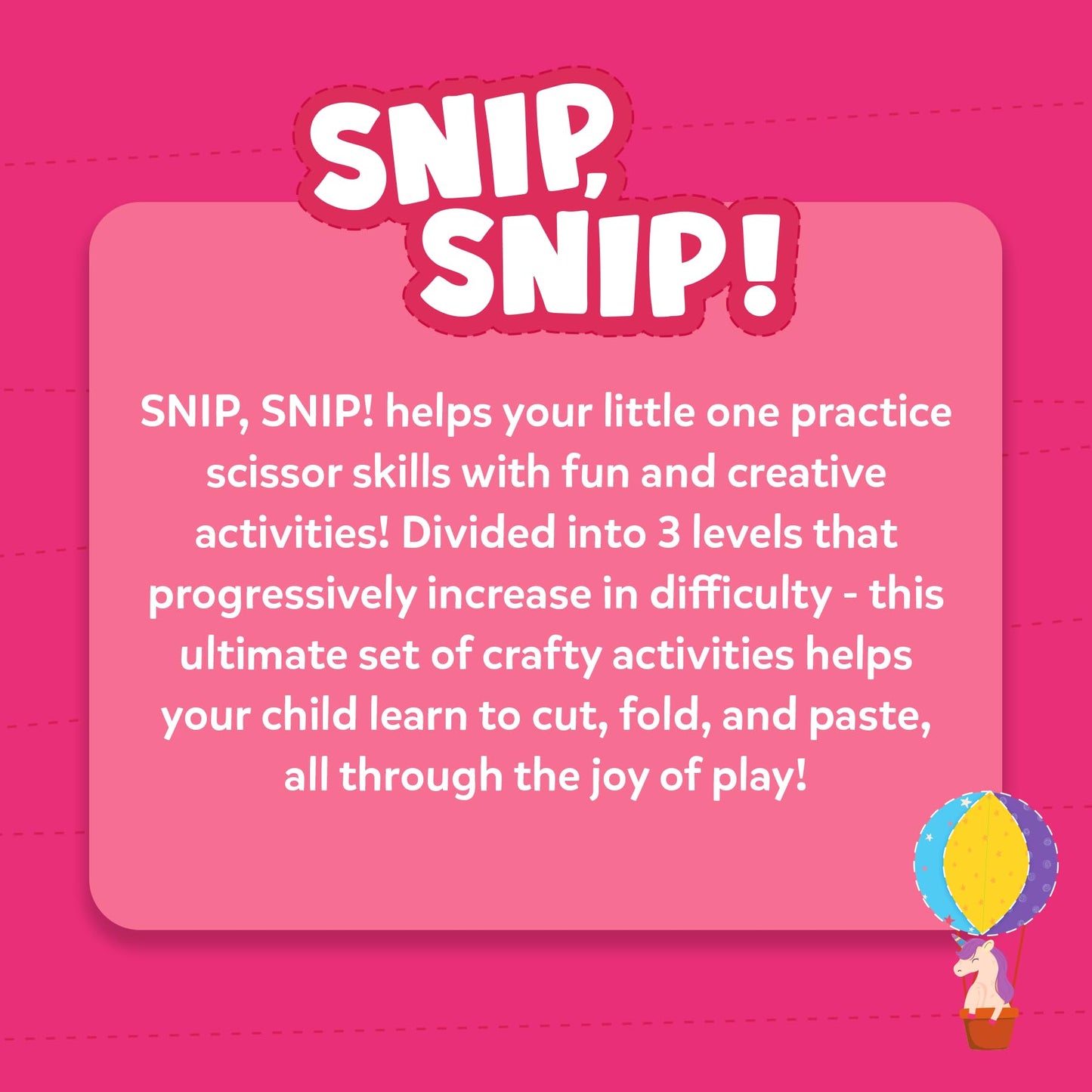 Skillmatics Scissor Skills Activity Book: Snip Snip Unicorns & Princesses — 25 Cutting Activities, 2 Safety Scissors, Felt Craft Kit (Ages 3–7)