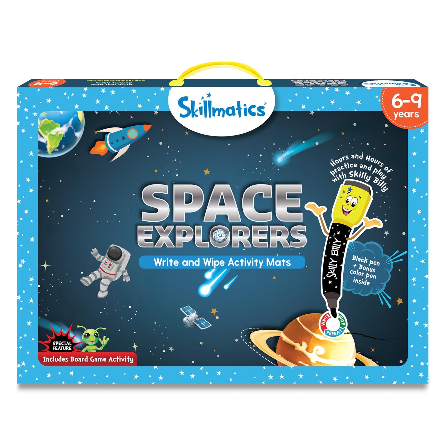 Skillmatics Space Explorers: Reusable Activity Mats for Ages 6-9 | 6 Mats + 2 Markers