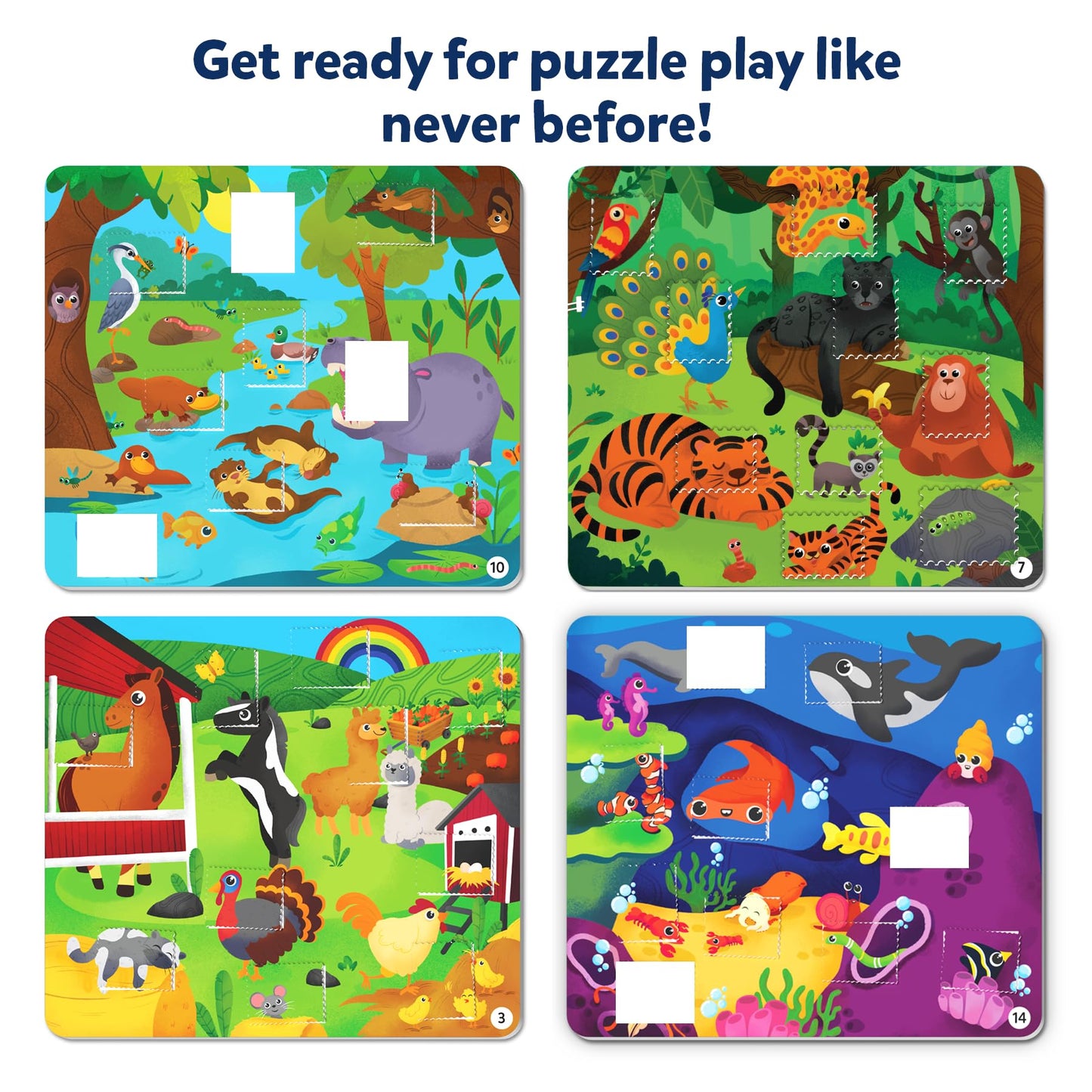 Skillmatics Tape It Animal Puzzle - 16 Easy-Tear Sticker Puzzles for Ages 4-8