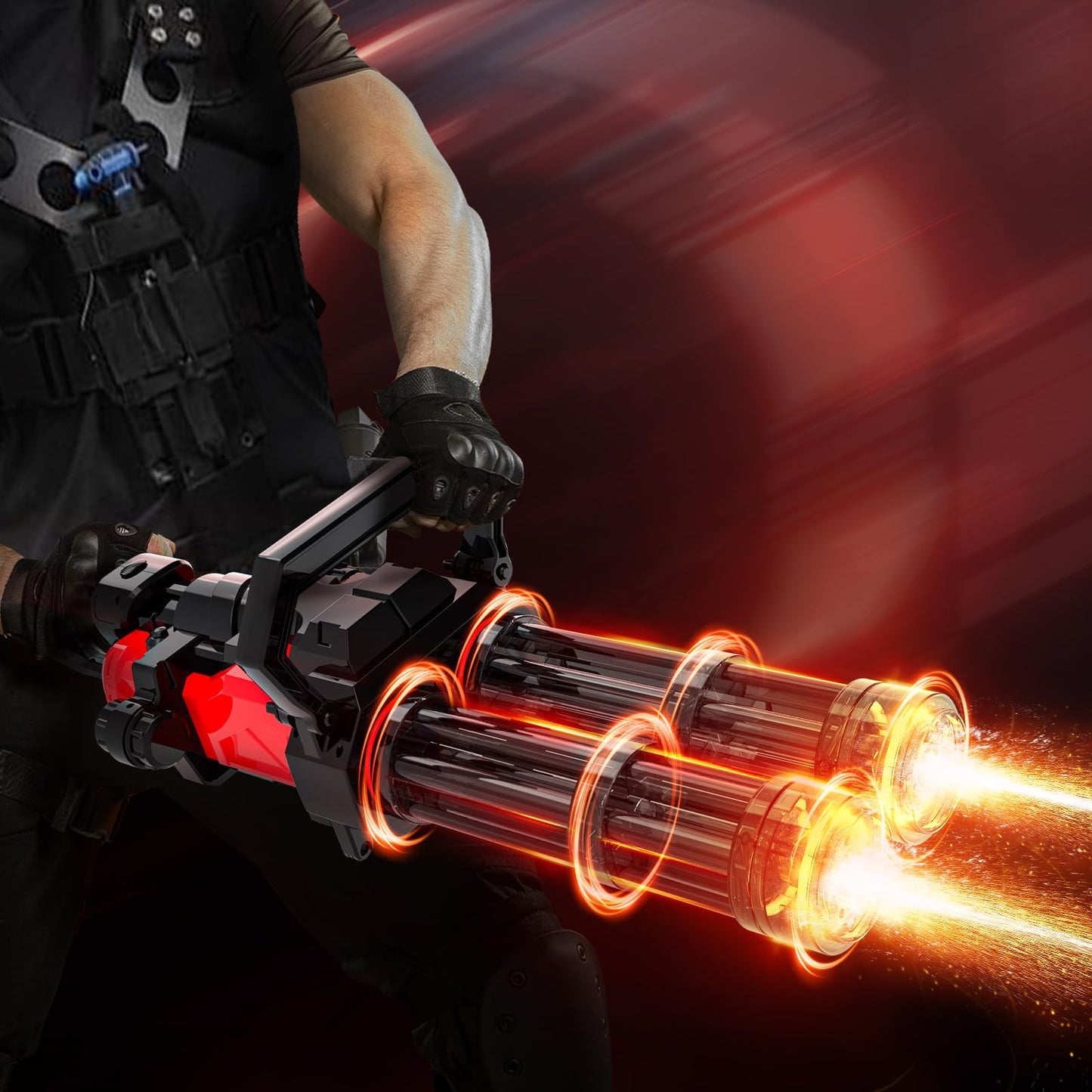 Skirfy Gatling Electric Water Gun – Dual-Barrel, 49FT Range, LED Lights