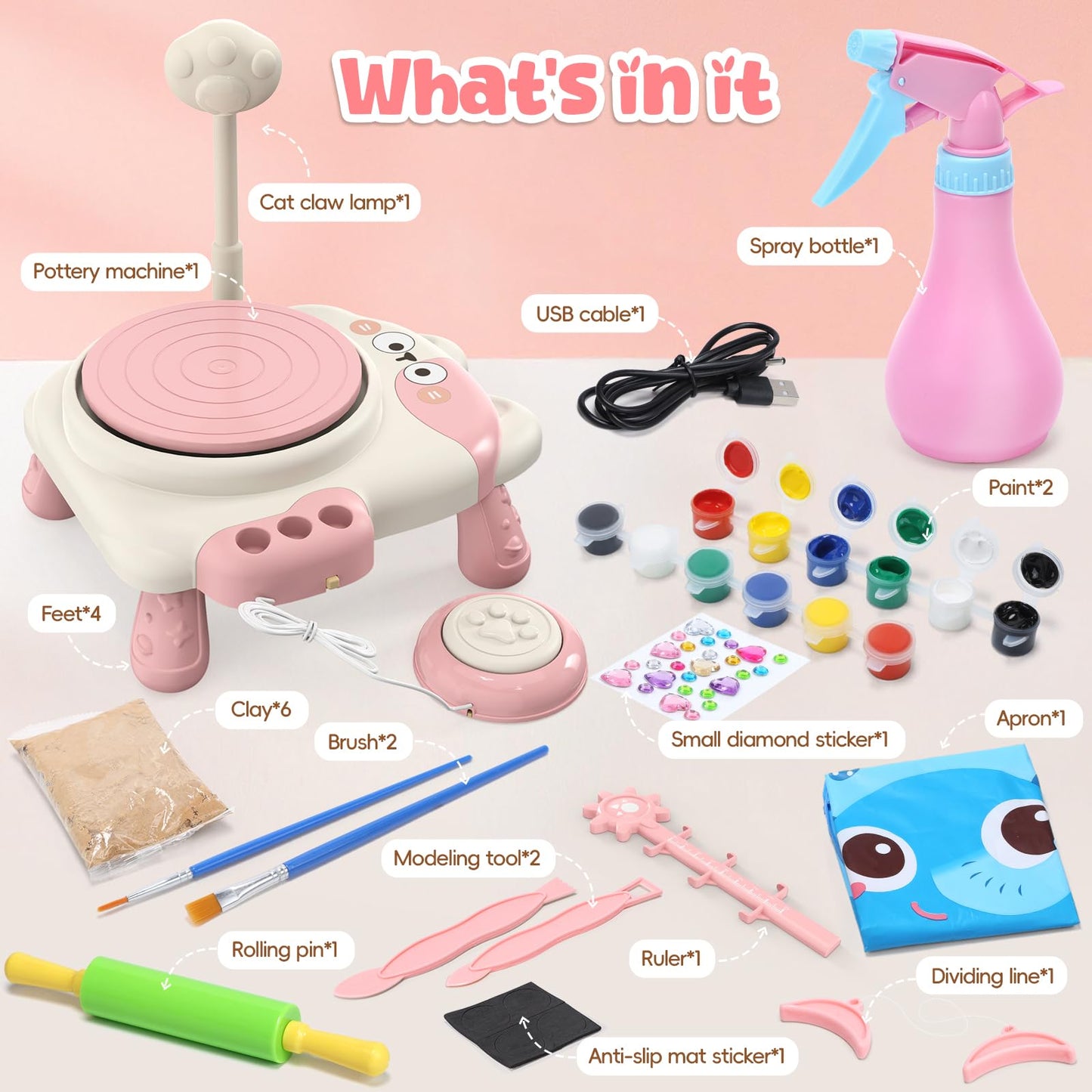 Skirfy Pottery Wheel for Kids – Beginner-Friendly, Adjustable Speed, Lighted Kit