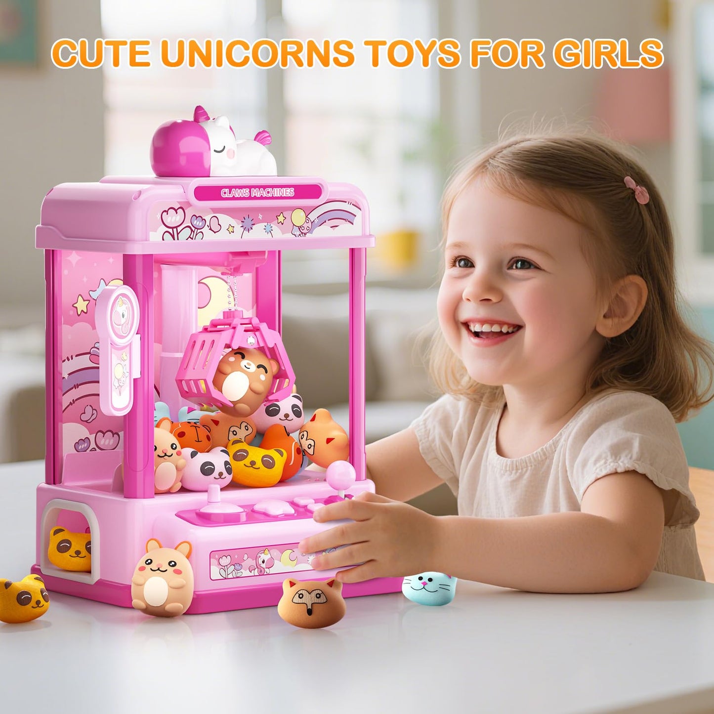 Skirfy Claws Machines for Kids 6+ | Unicorn Design Mini Arcade with 20 Plush Toys
