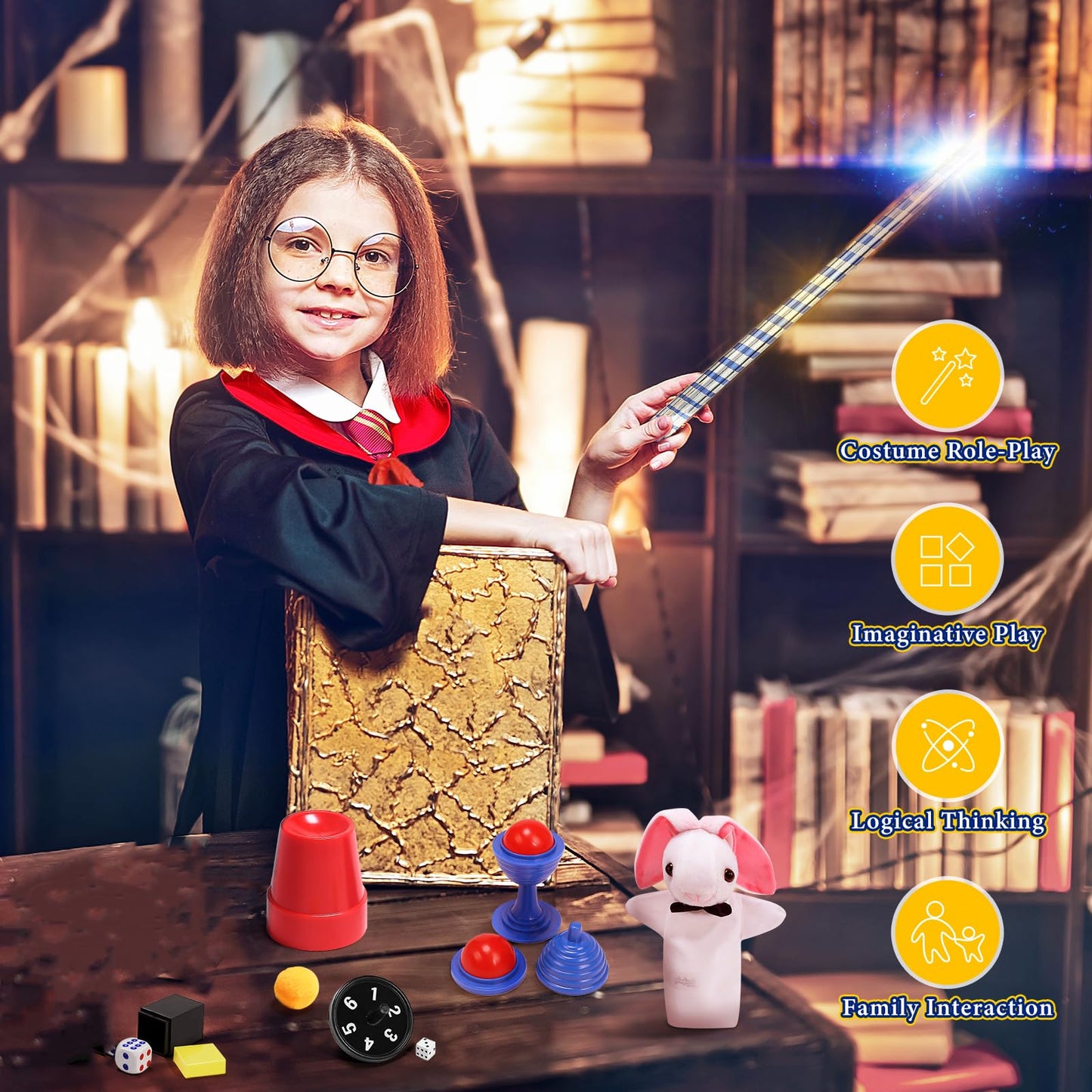 Skirfy Magic Tricks Kit for Kids 6-12 Includes Costume & Wand