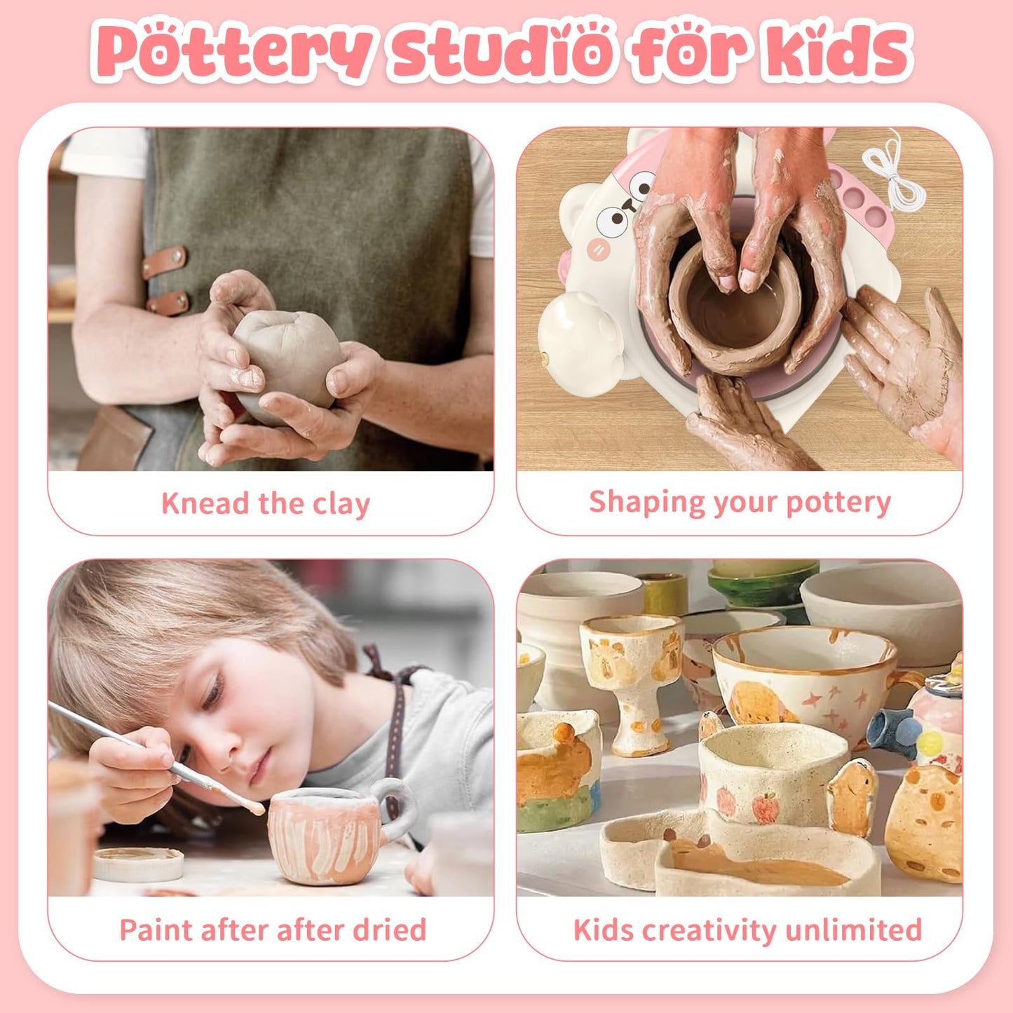 Skirfy Pottery Wheel for Kids – Beginner-Friendly, Adjustable Speed, Lighted Kit