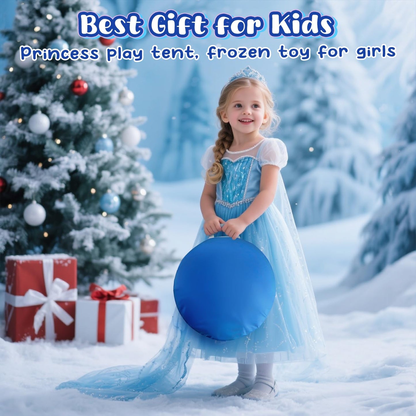 Skirfy Princess Play Tent - Frozen Ice Castle for Girls 3+ | Indoor & Outdoor Toy, 64.2 x 41.3 x 41.3 in