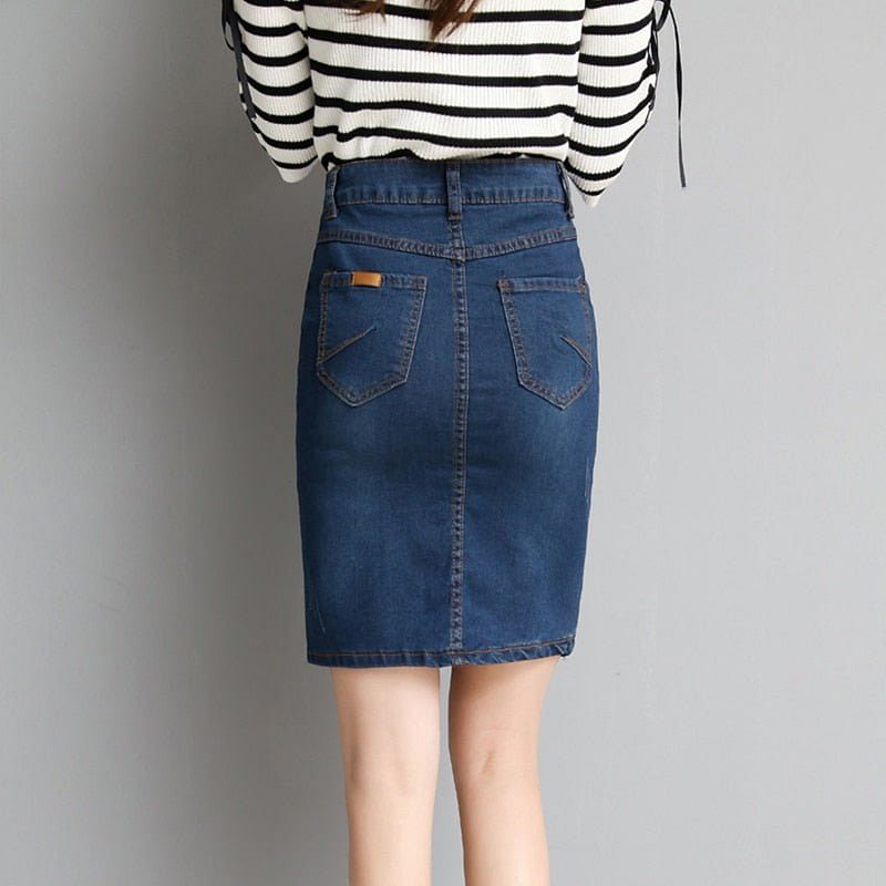 Skirt Denim Bodycon With Stretchy Midi Skirt Jeans High Waist Pencil Skirts Women