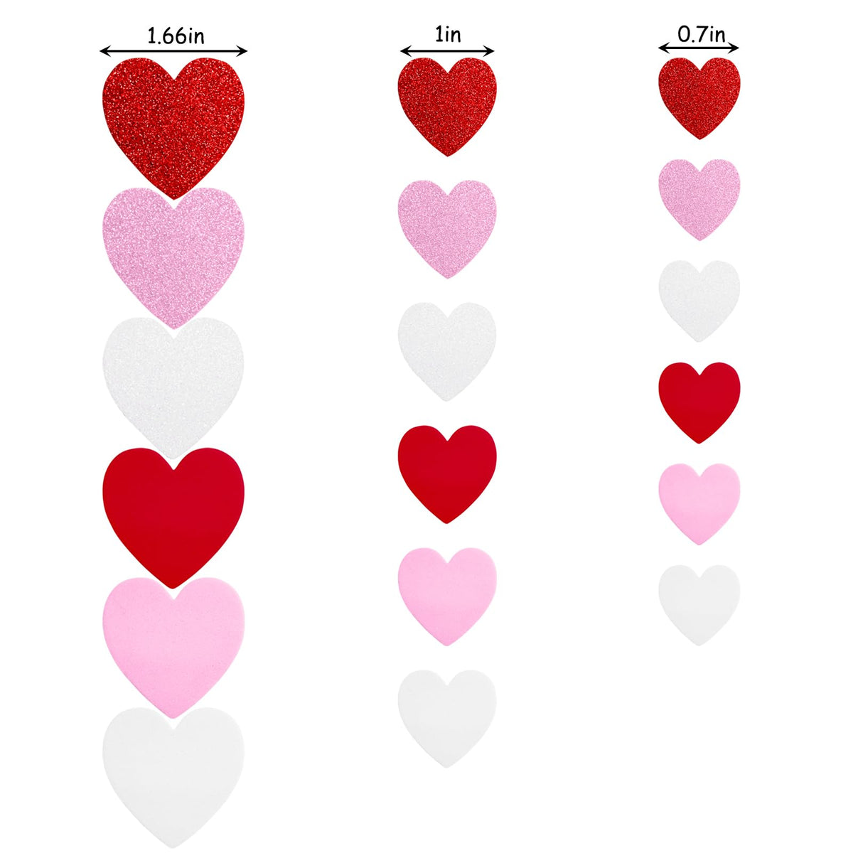 SKIUEMI 240 Heart Stickers – Self-Adhesive EVA Hearts in Red, Pink & White