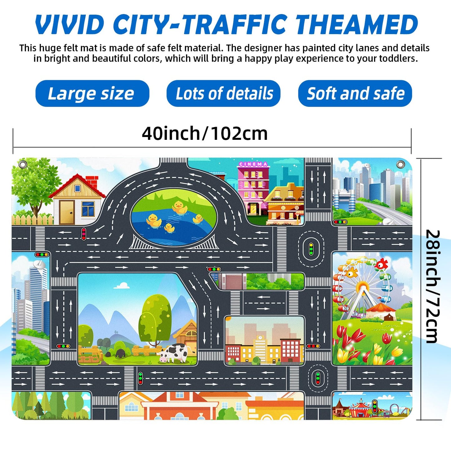 SKOLESK 200 PCS Felt Board Story Set — City Car Traffic Theme, 40x28 in Teaching Wall Kit