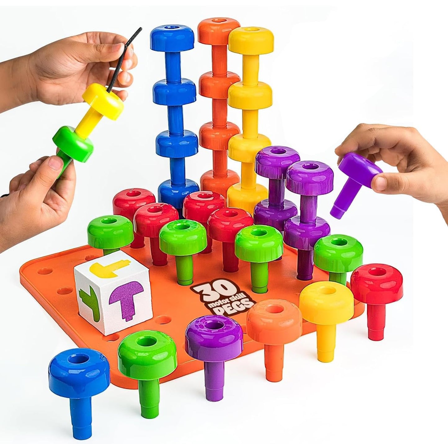 Skoolzy Peg Board Set – Montessori Toys for 2 Year Olds | 33 Pc